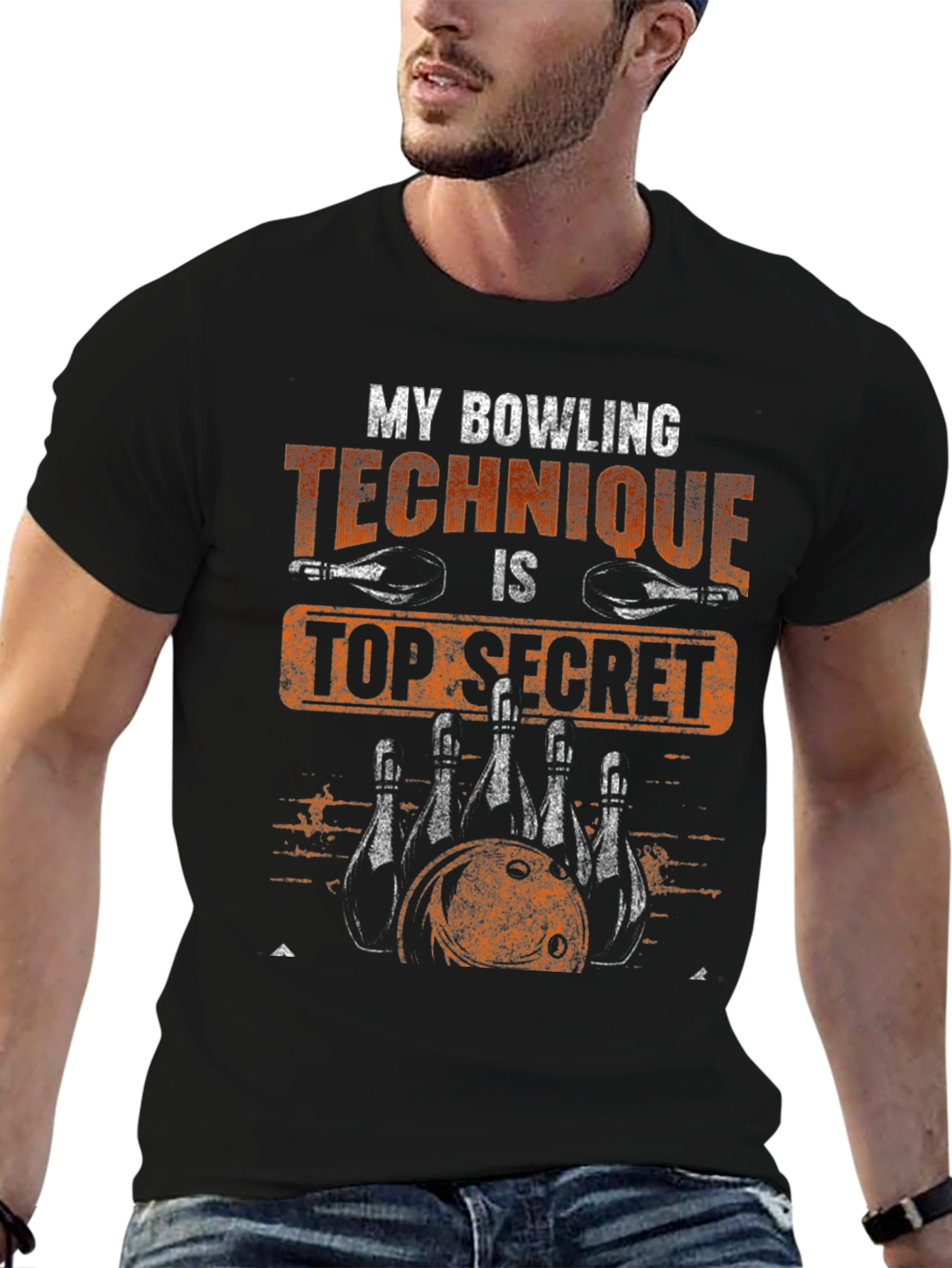 Black Bowling Technique Top Secret Graphic T-Shirt view 6