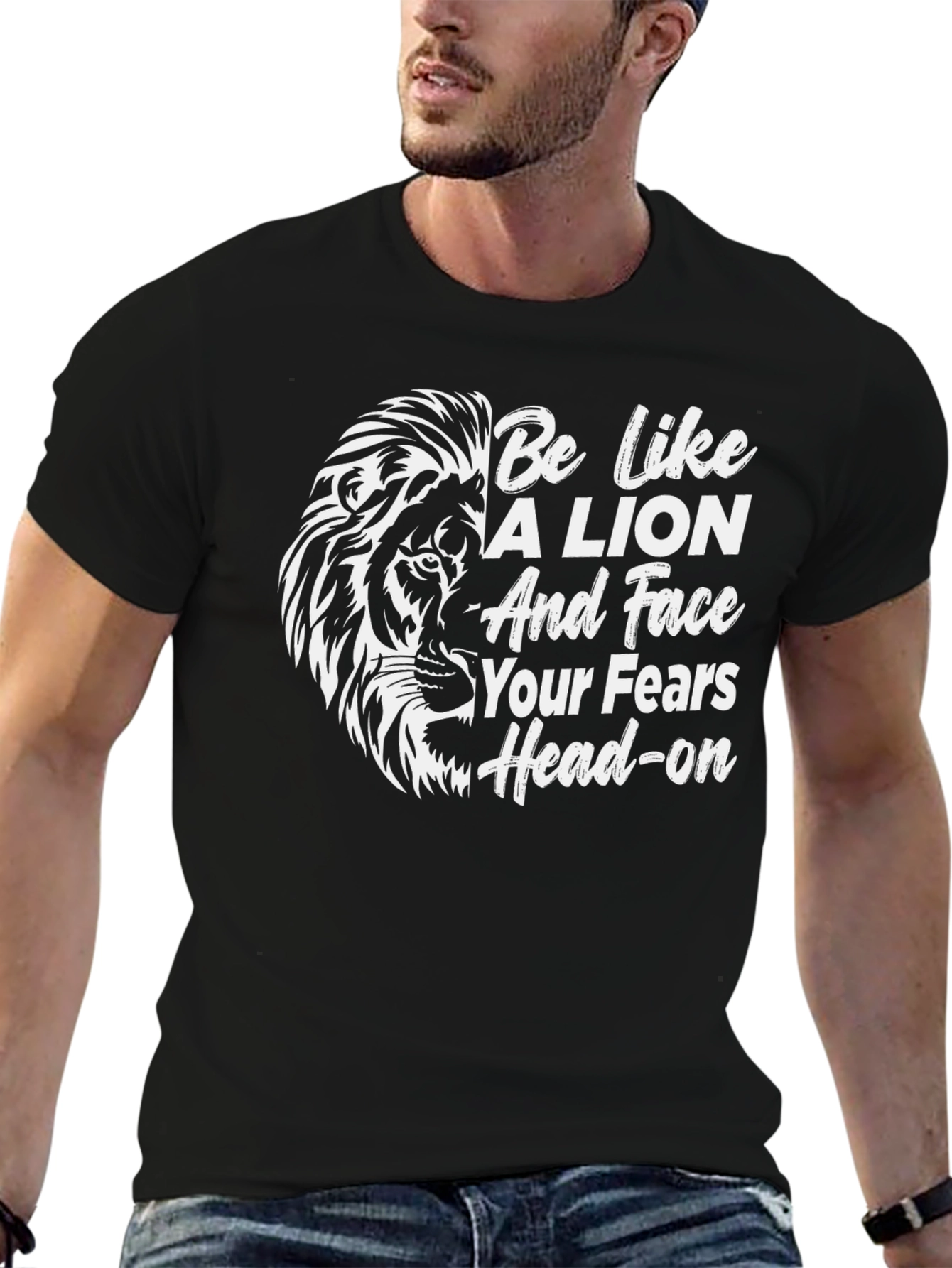 Black Lion Motivational Black T-Shirt view 6