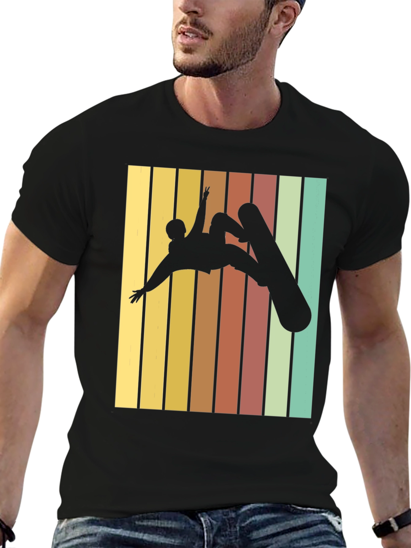 Black Retro Snowboarder Graphic Tee - Black view 6