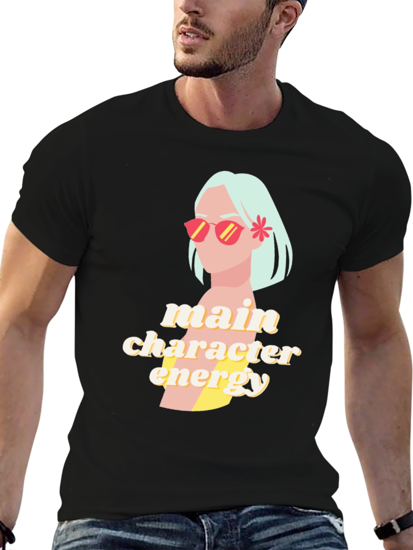 Black Main Character Energy Graphic Tee view 6