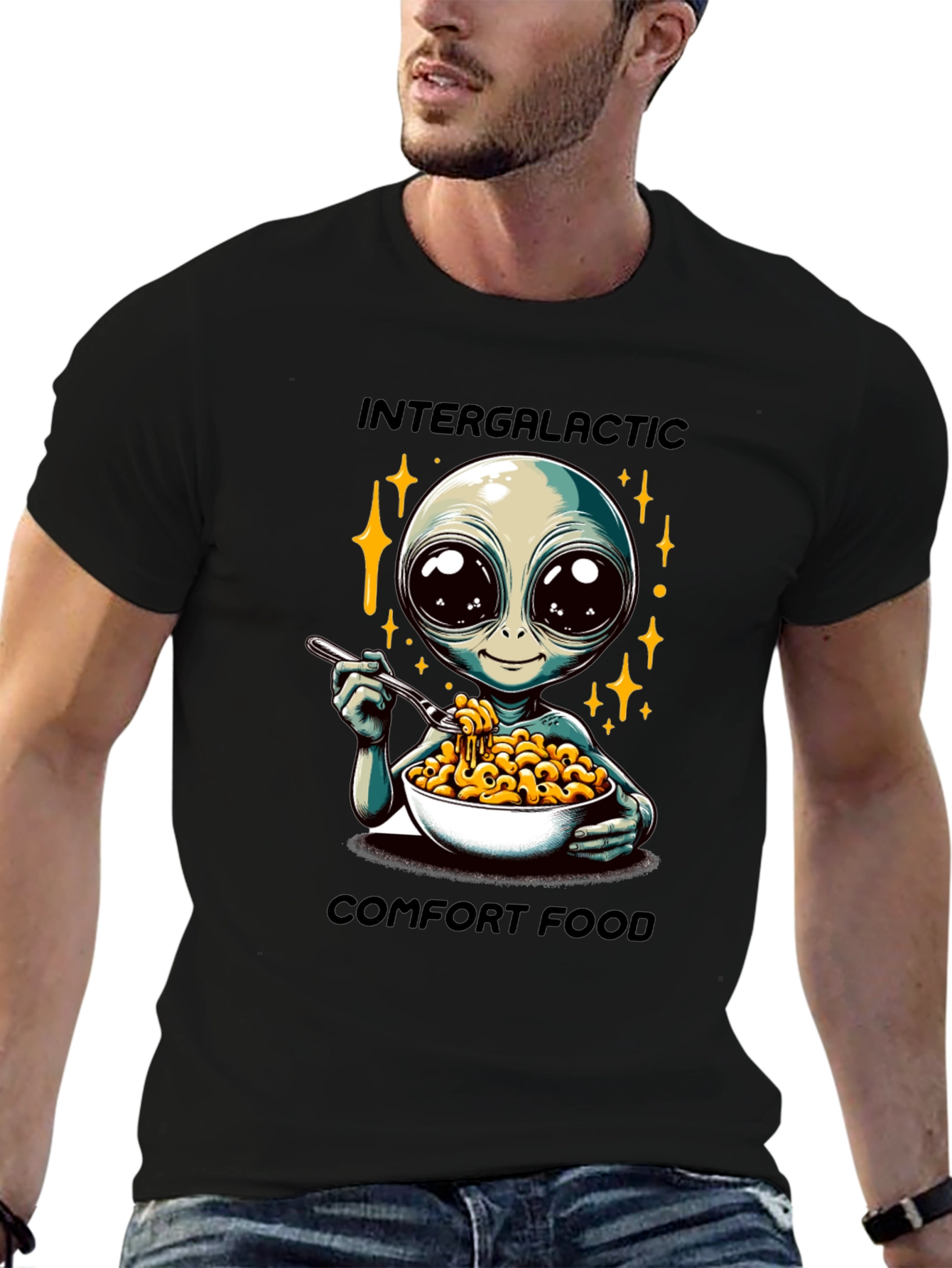 Black Intergalactic Comfort Food Graphic Tee view 6