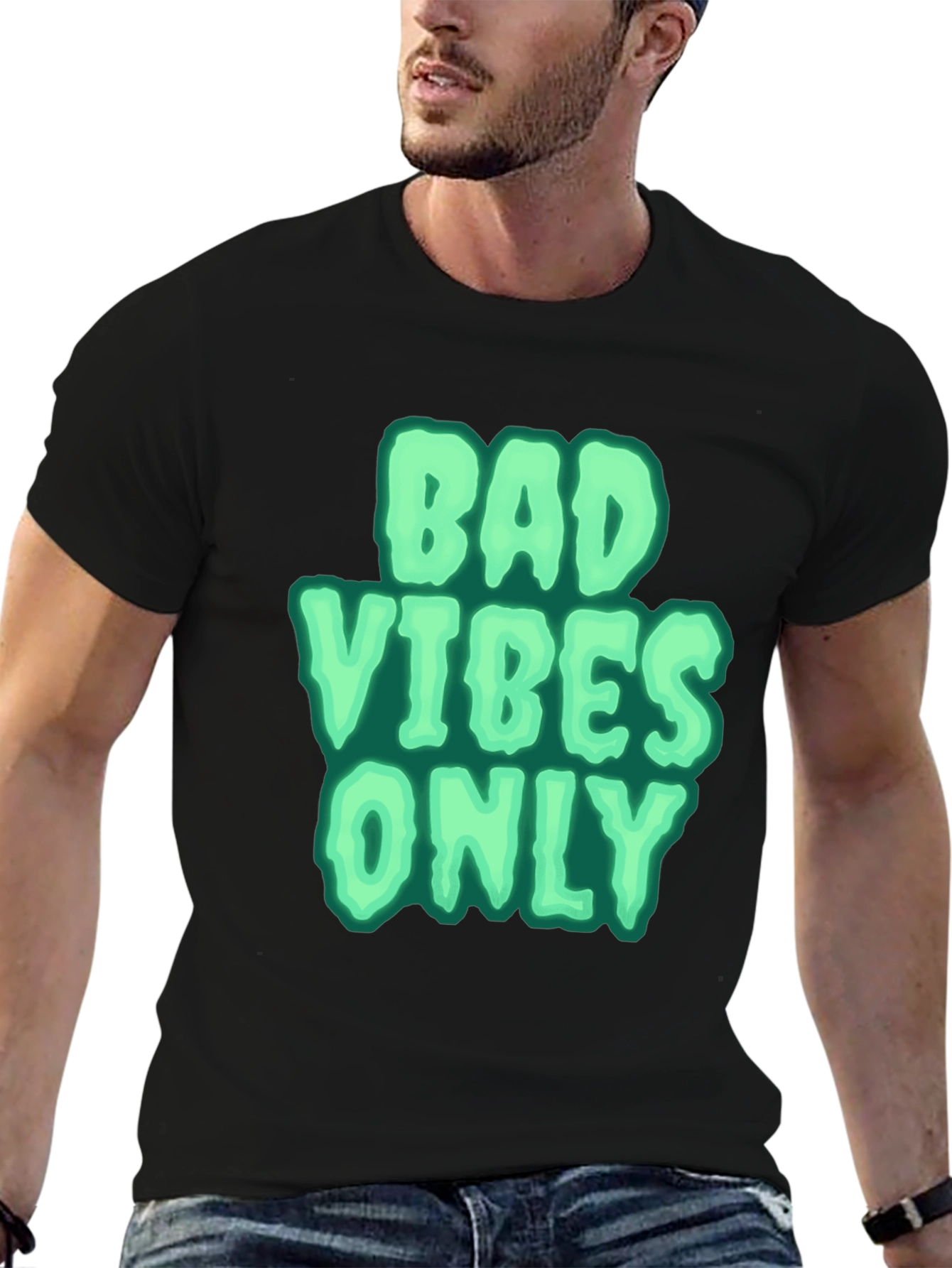 Black Bad Vibes Only Graphic Tee - Black view 6