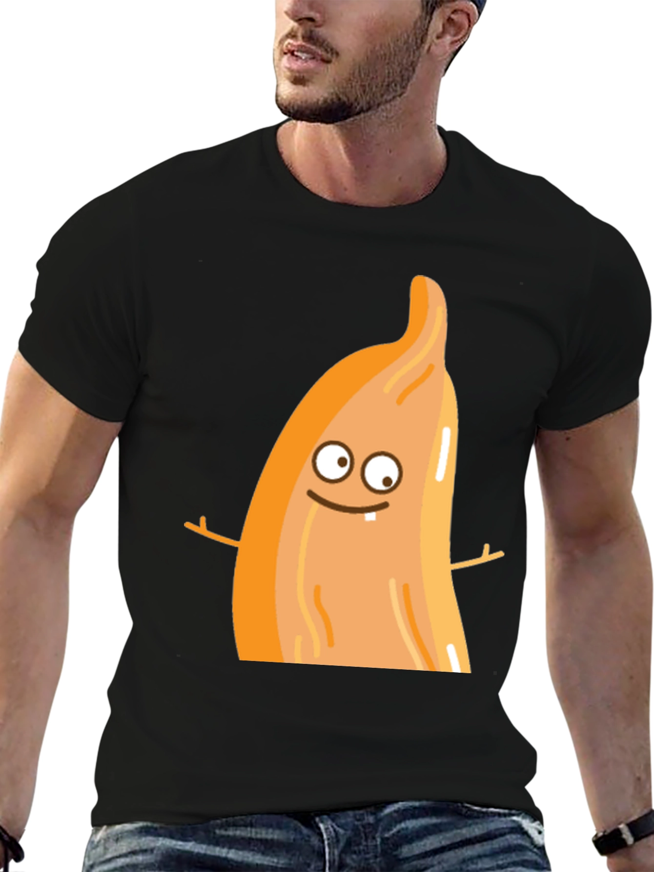 Black Funny Cartoon Food T-Shirt view 6