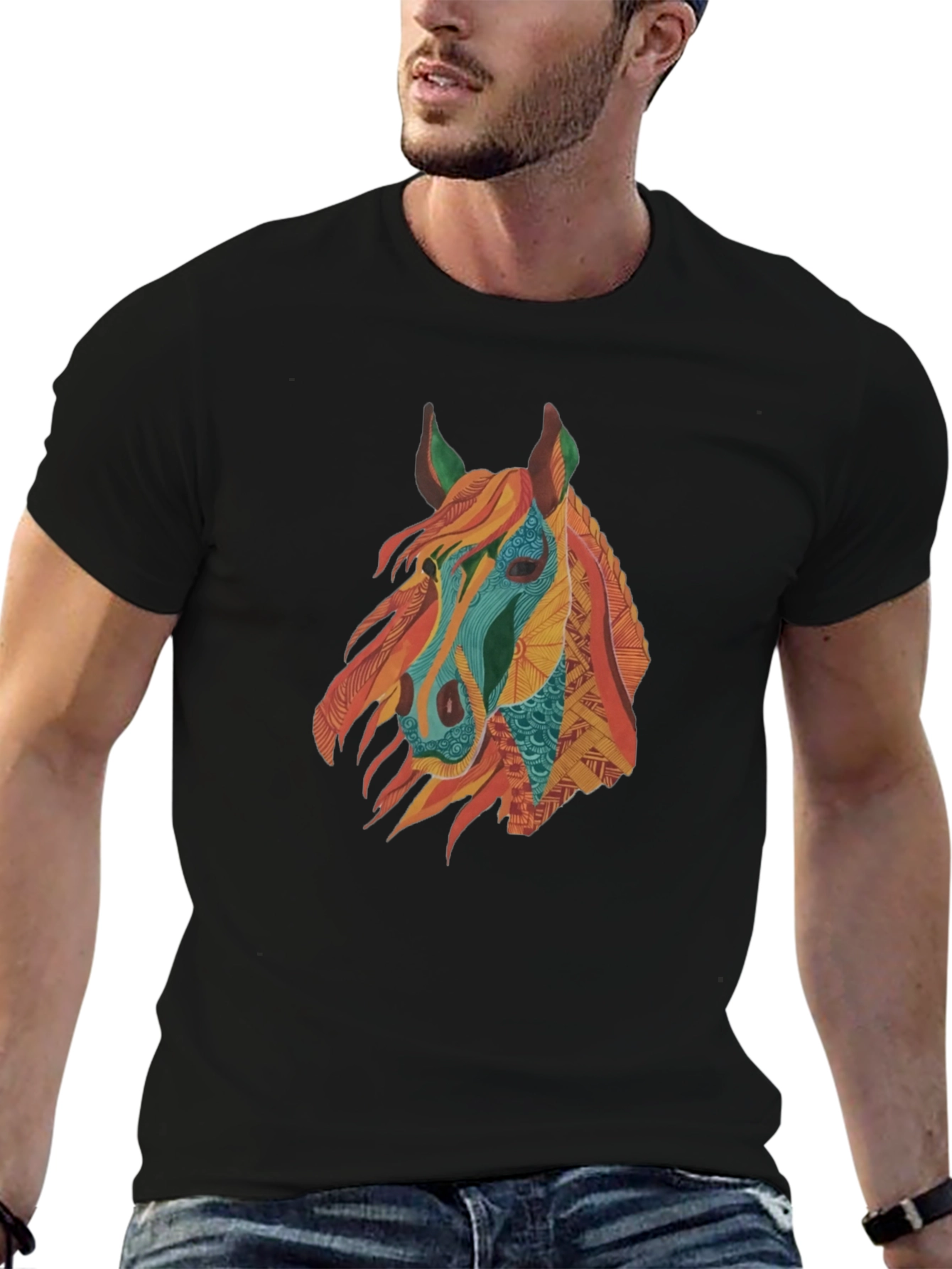 Horse Graphic Tee - Men's Black T-Shirt - 6