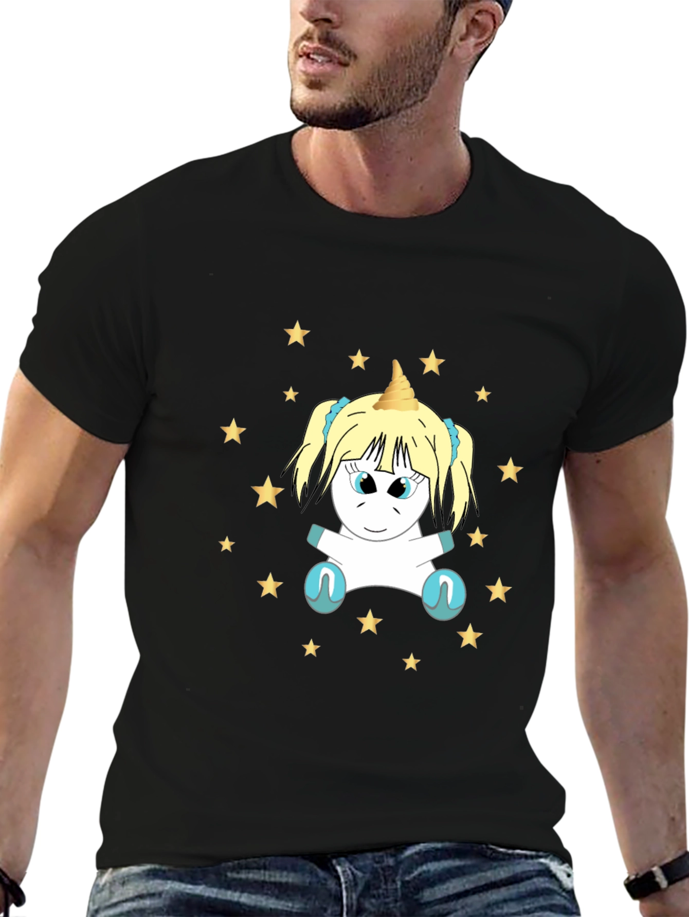 Black Unicorn Starry Night Graphic Tee view 6