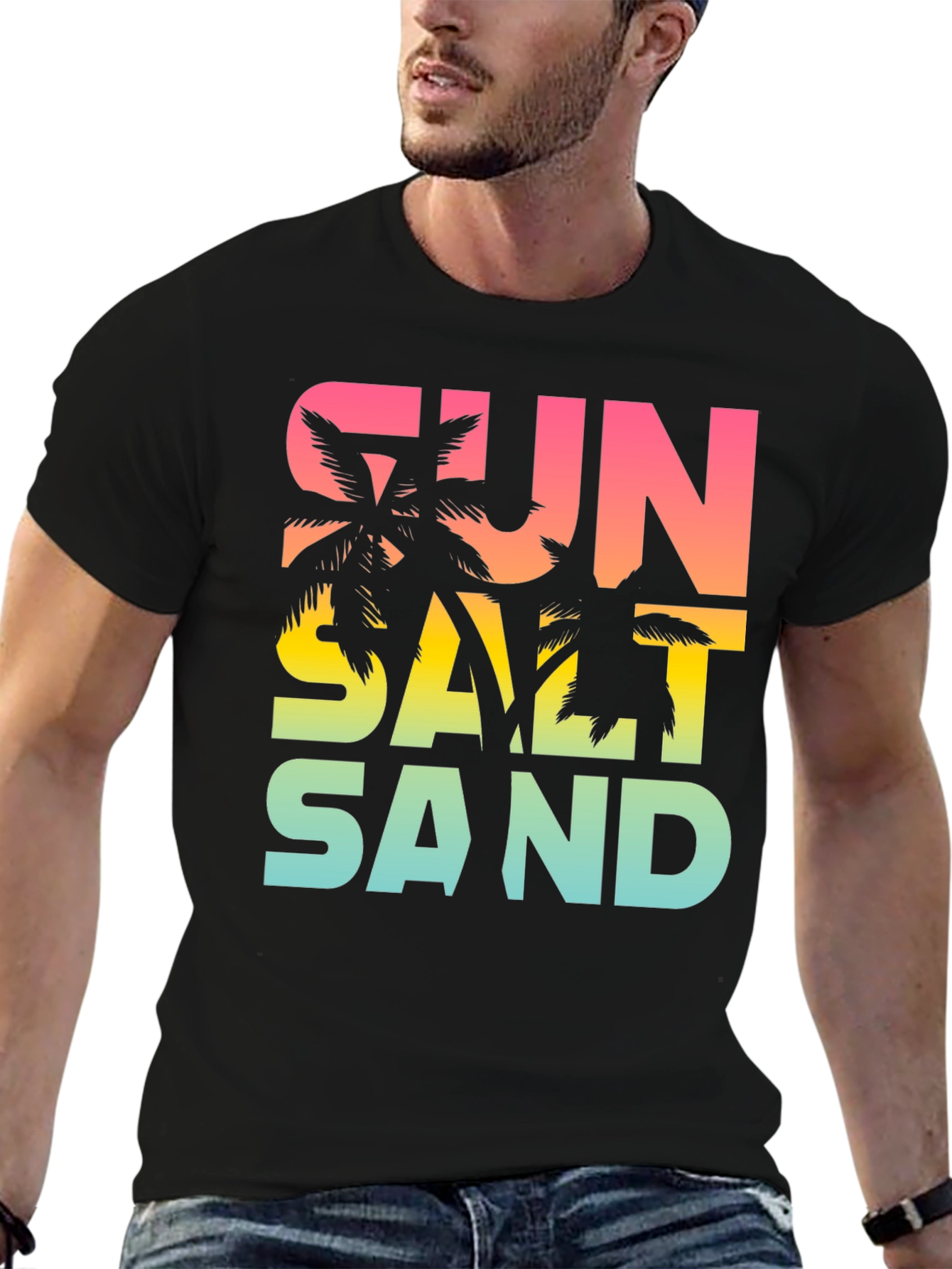 Black Sun Salt Sand Graphic Tee - Tropical Summer Vibes T-Shirt view 6