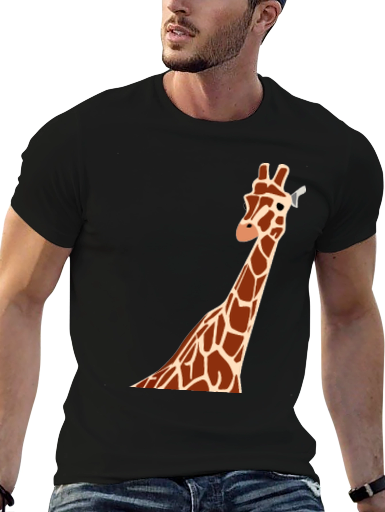 Black Giraffe Graphic T-Shirt - Casual Men's Tee view 6