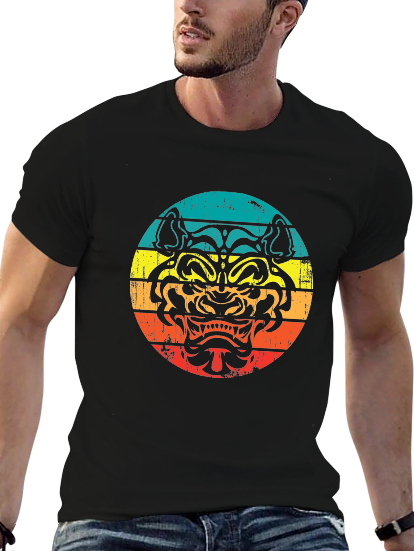Black Retro Tiger Graphic T-Shirt - Black view 6
