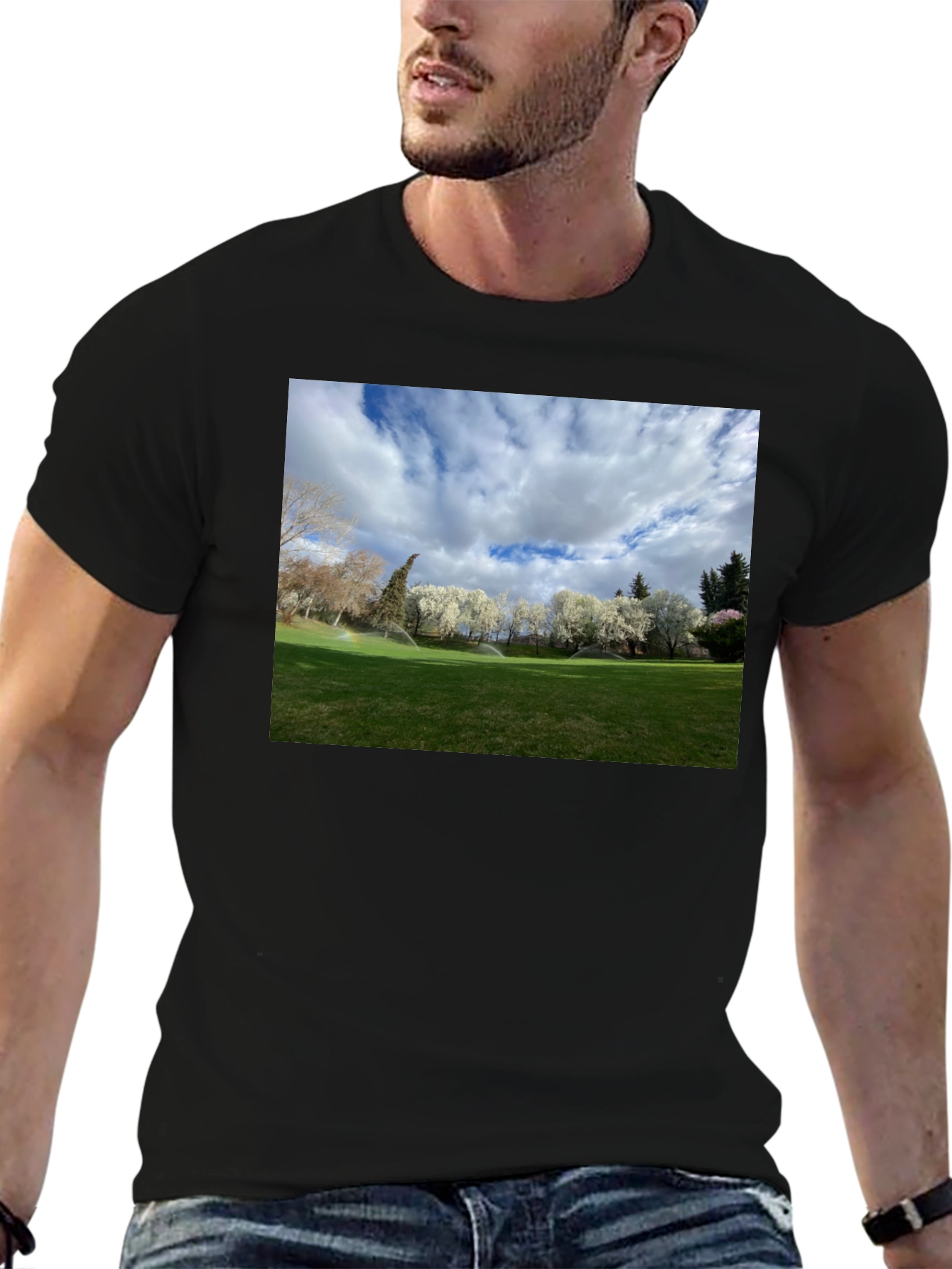 Black Scenic Landscape Graphic Tee - Cotton Comfort view 6