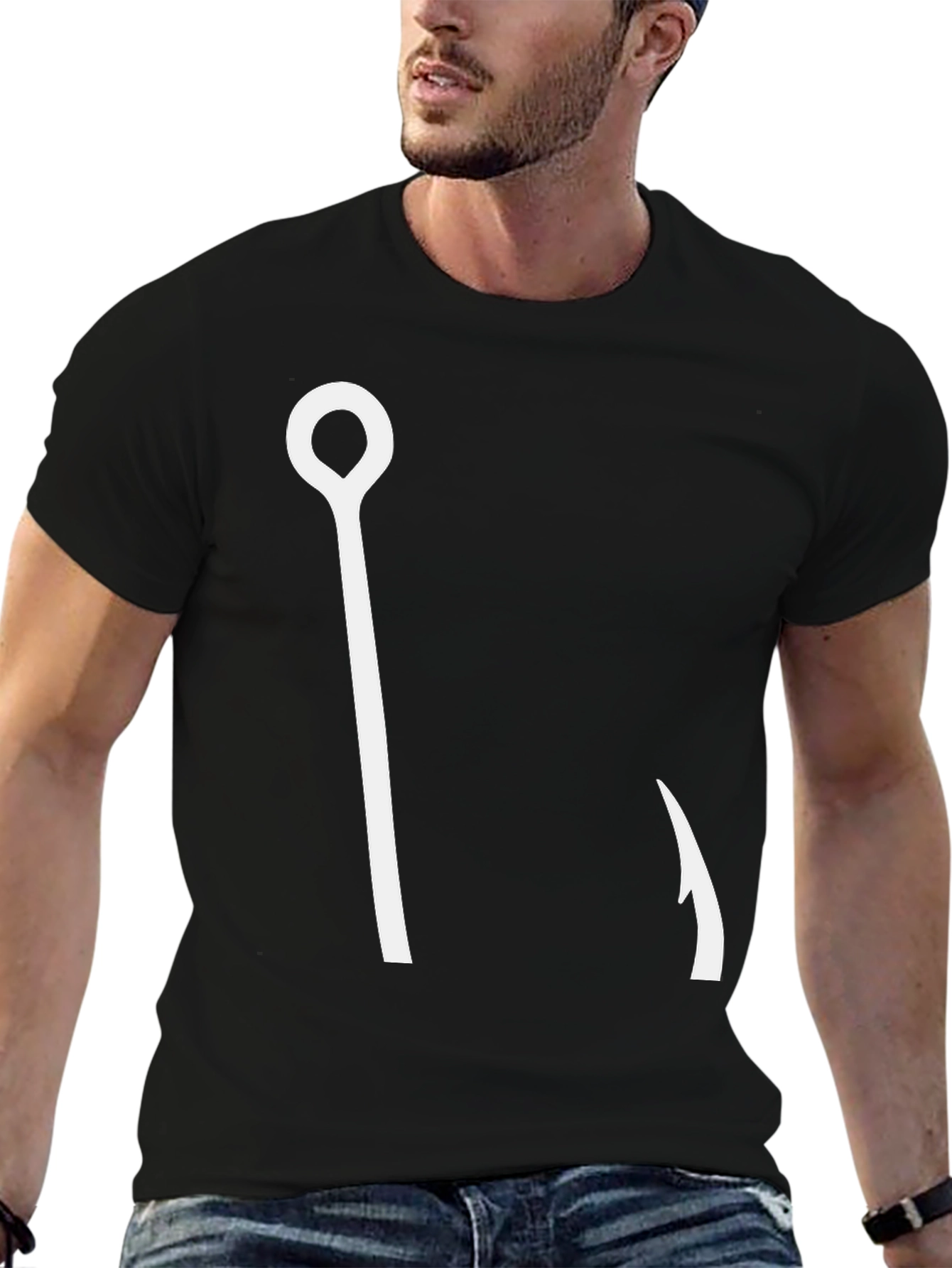 Black Fishing Hook Graphic Tee - Casual Style view 6