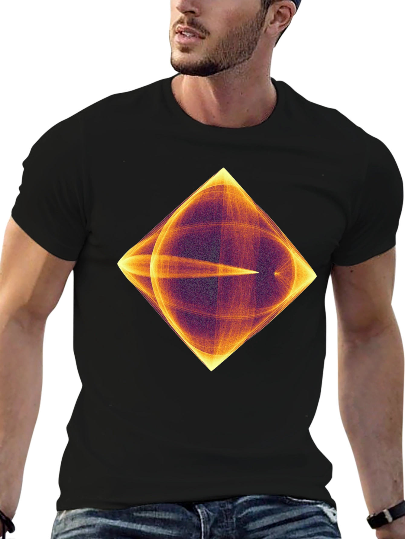 Black Geometric Patterned Graphic Tee - Modern Art Shirt view 6