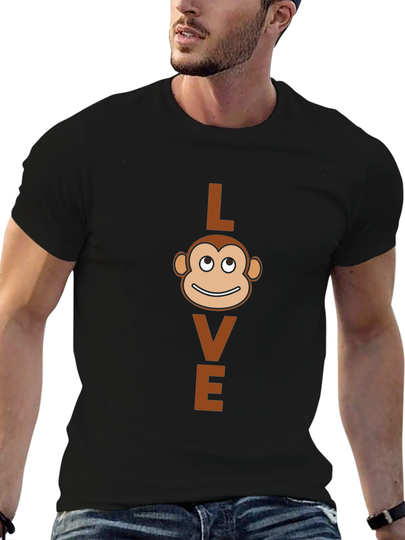 Black Love Monkey Graphic T-Shirt - Black view 6