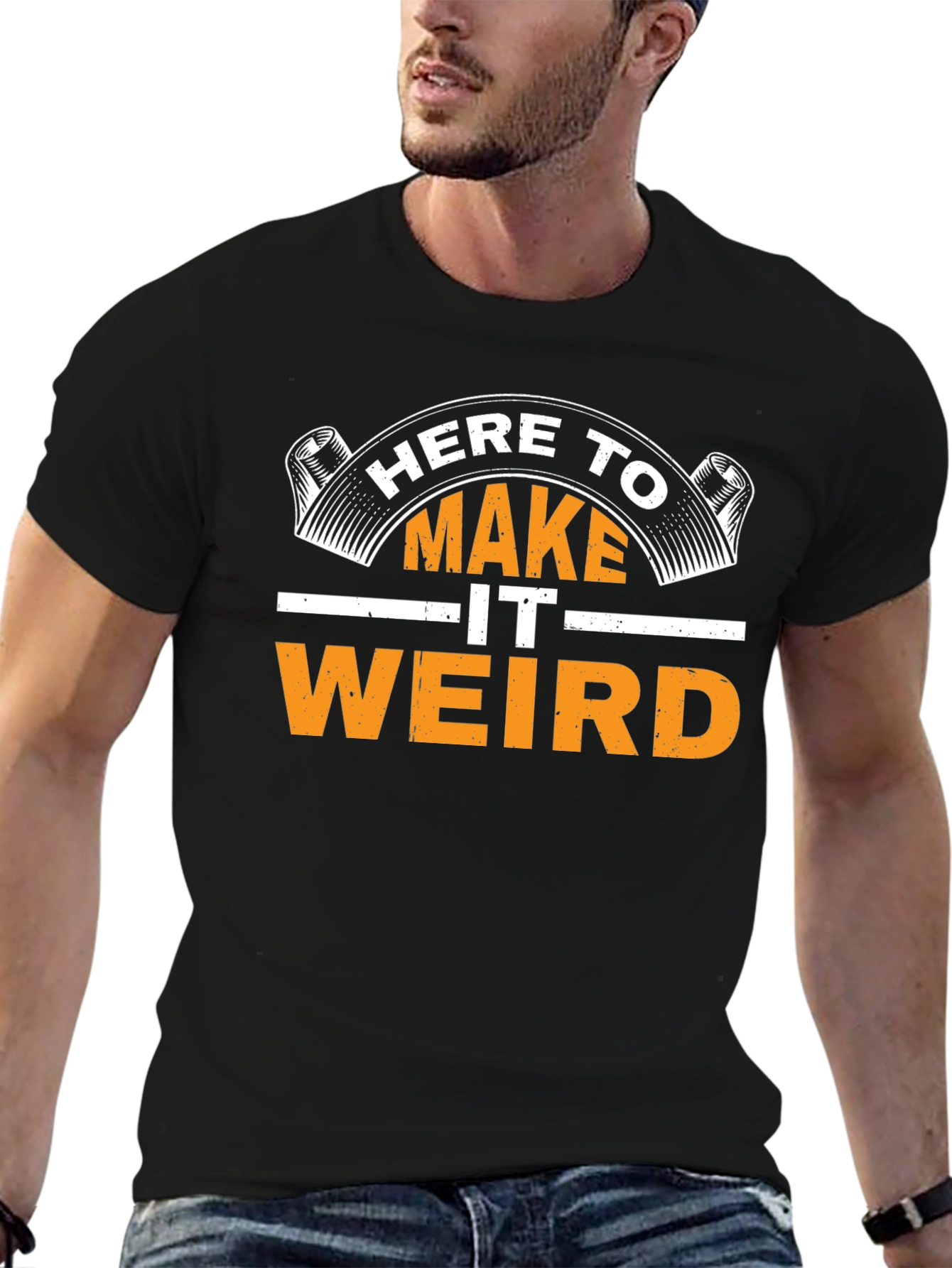 Black Here To Make It Weird Graphic T-Shirt view 6