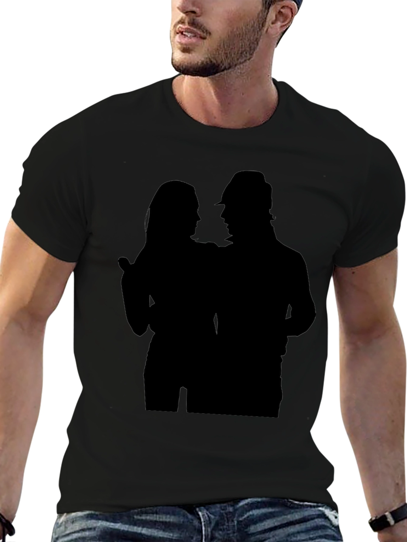 Black Silhouette Couple Black Graphic Tee view 6