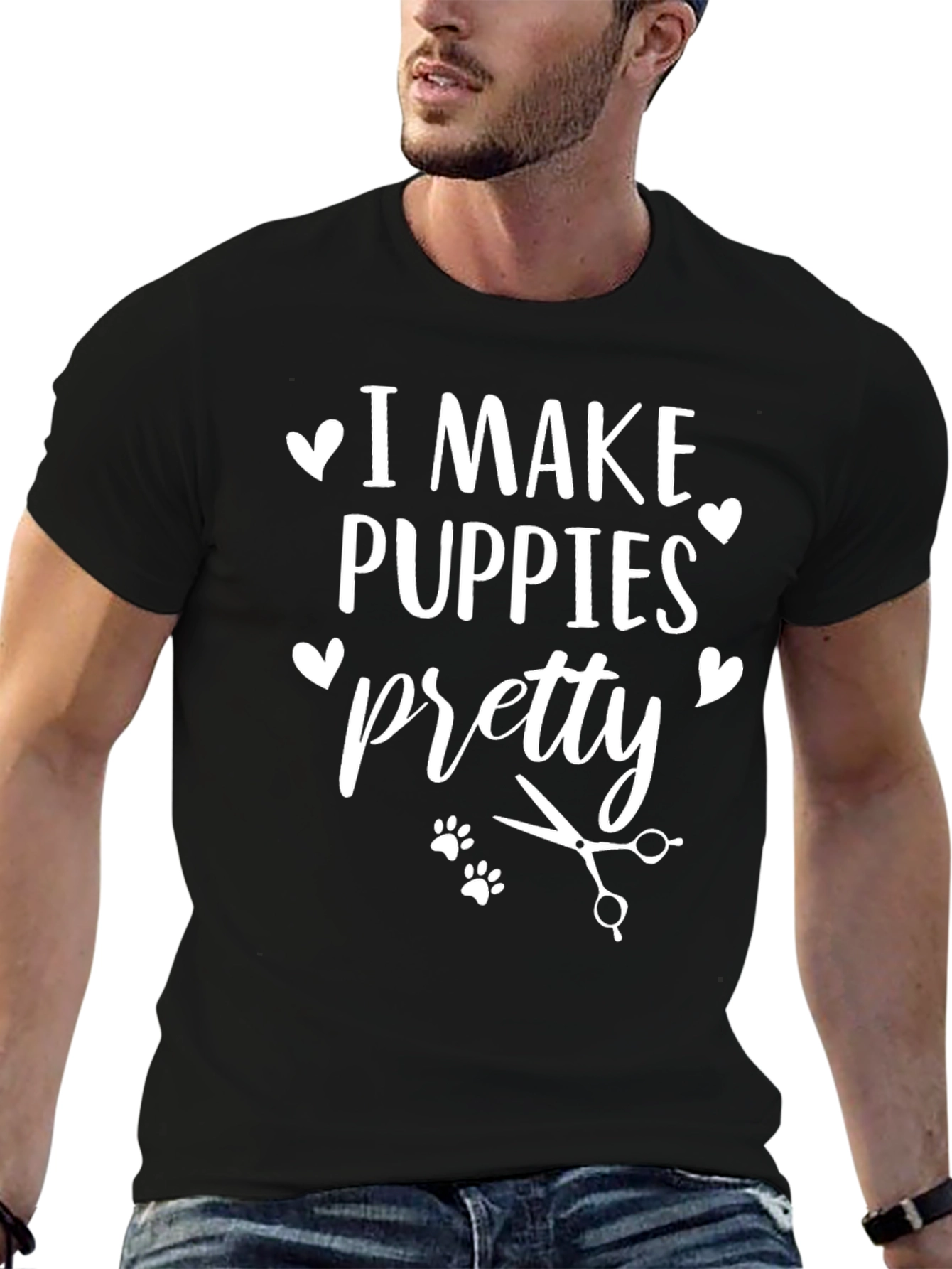 Black I Make Puppies Pretty T-Shirt view 6
