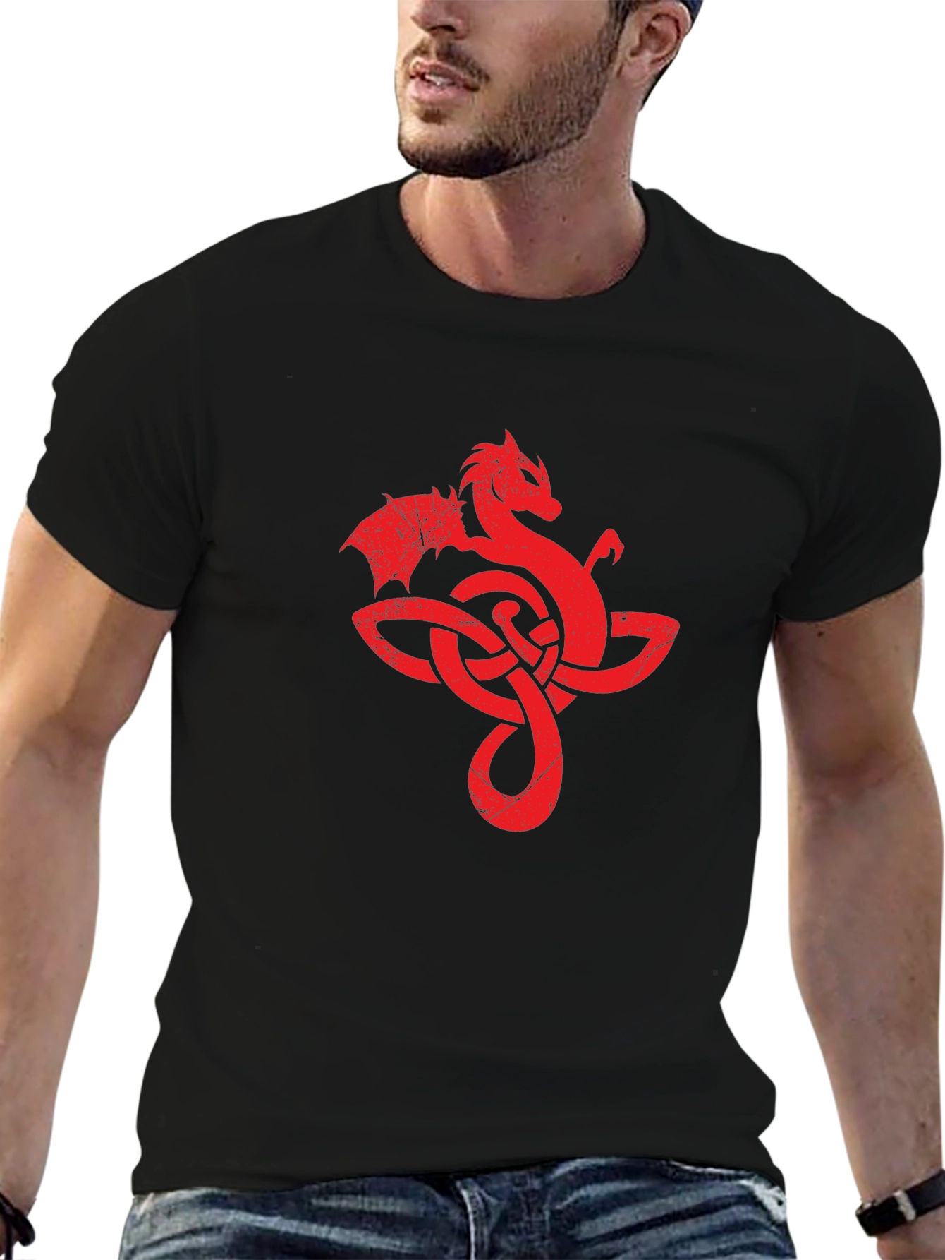 Black Dragon Knot Graphic T-Shirt - Black view 6