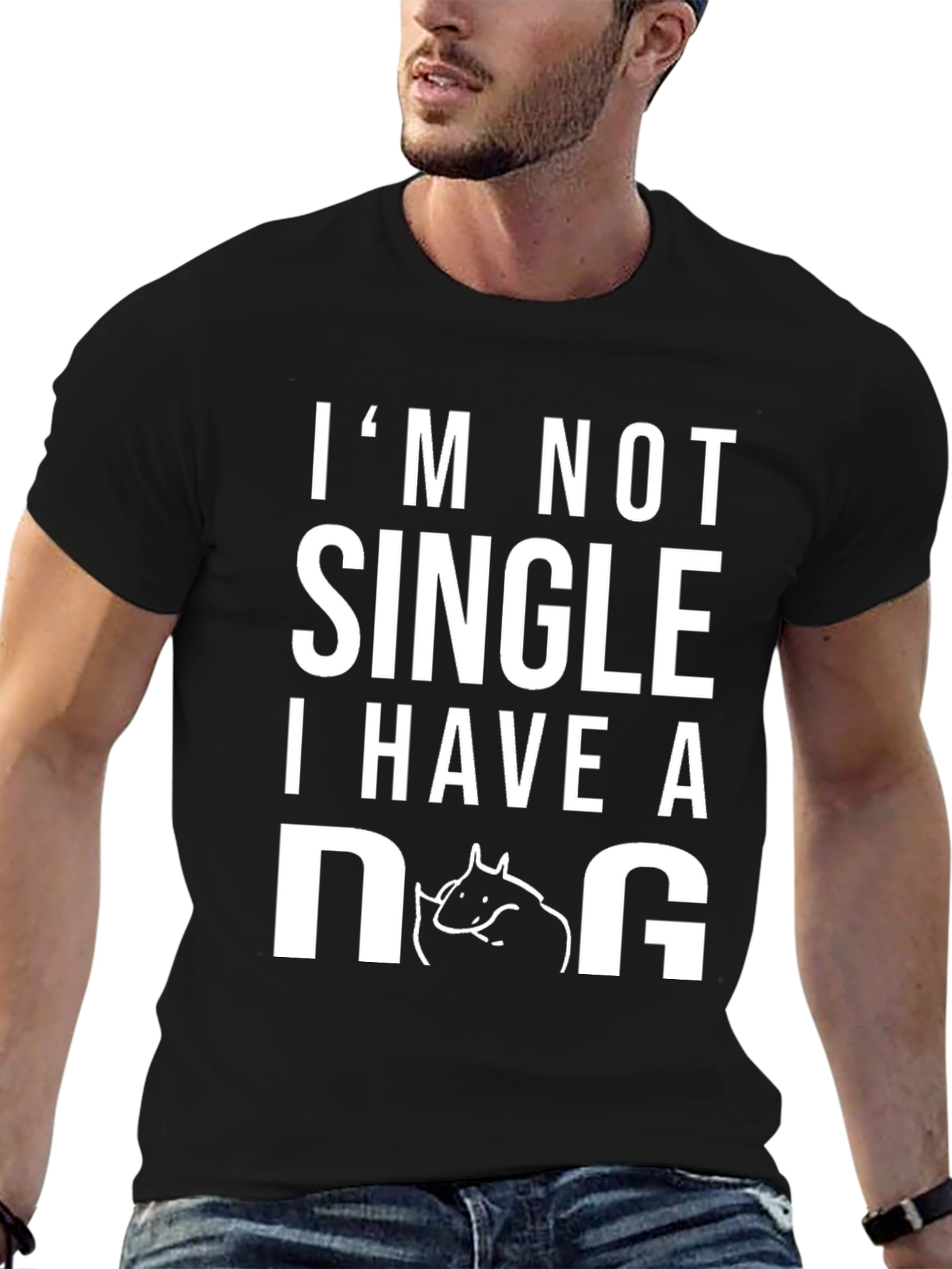 Black I'm Not Single I Have a Dog T-Shirt view 6