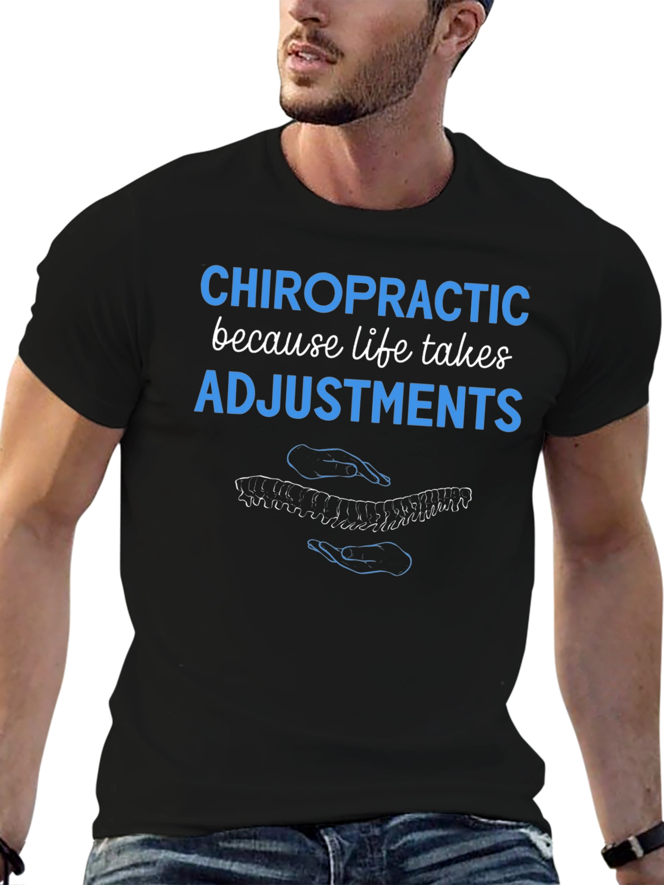 Black Chiropractic Adjustment T-Shirt view 6