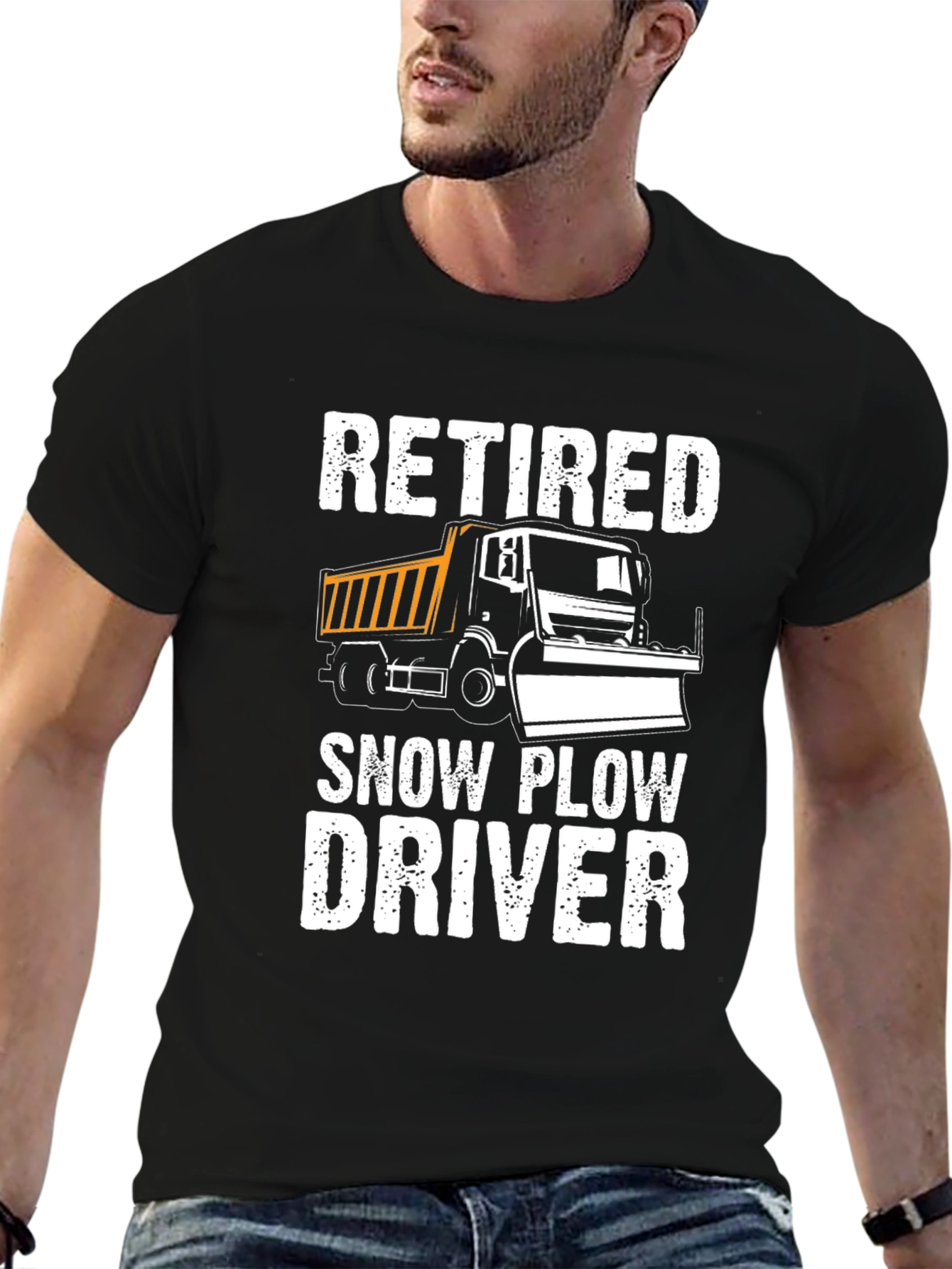 Black Retired Snow Plow Driver T-Shirt view 6