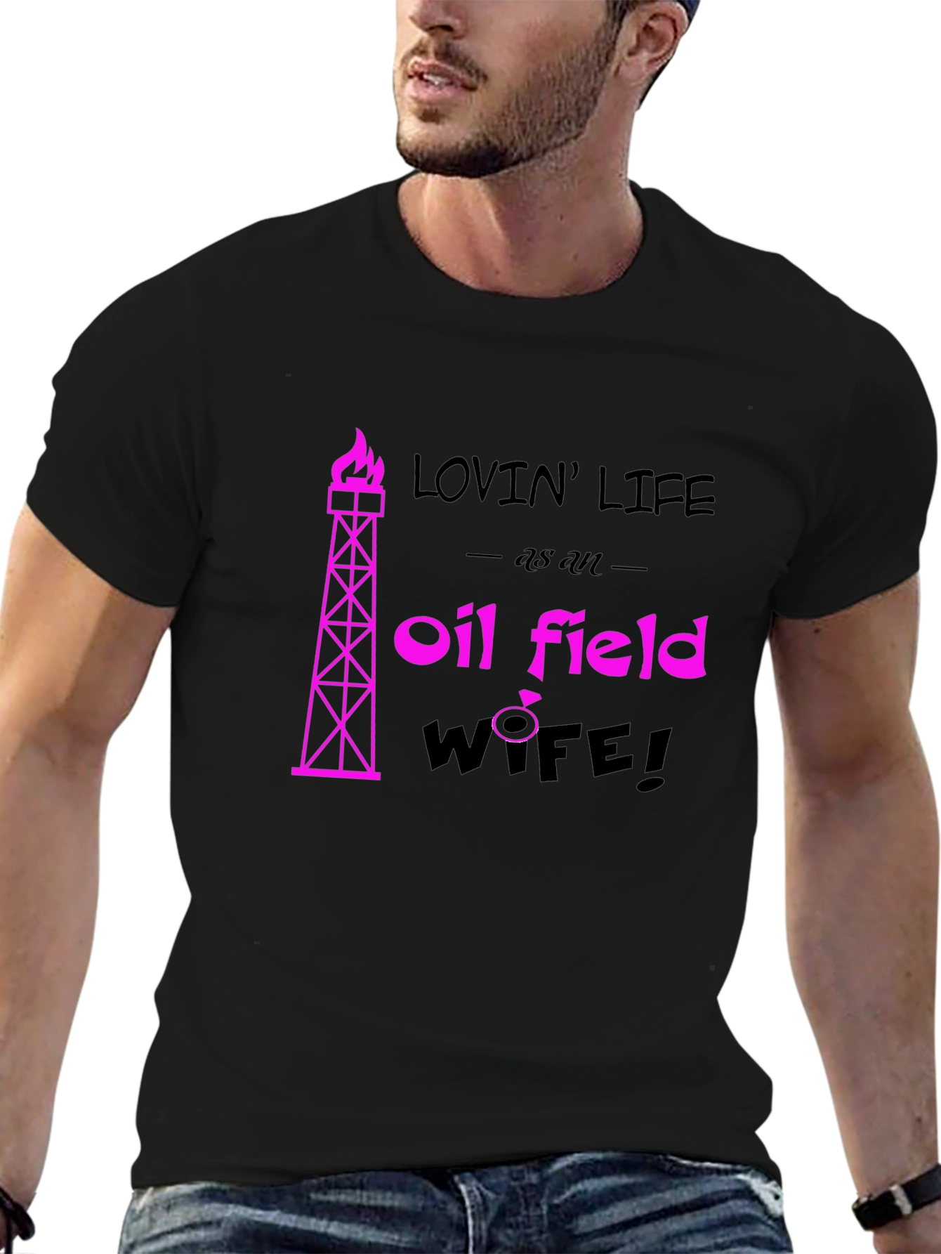 Black Lovin' Life Oil Field Wife Black T-Shirt view 6