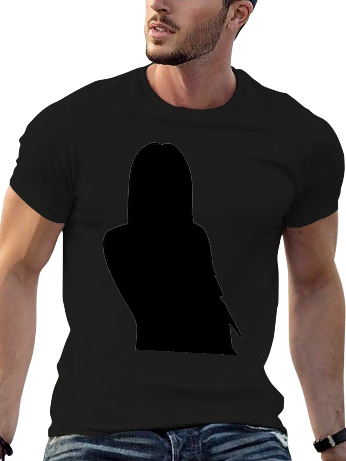 Black Black T-Shirt with Silhouette Graphic view 6