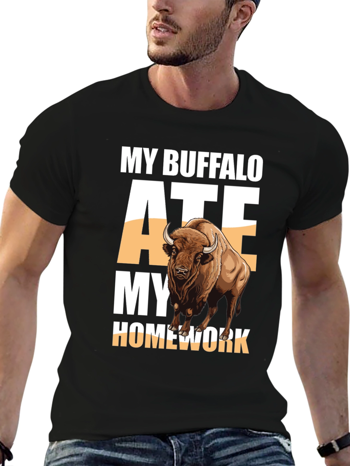 Black My Buffalo Ate My Homework T-Shirt view 6