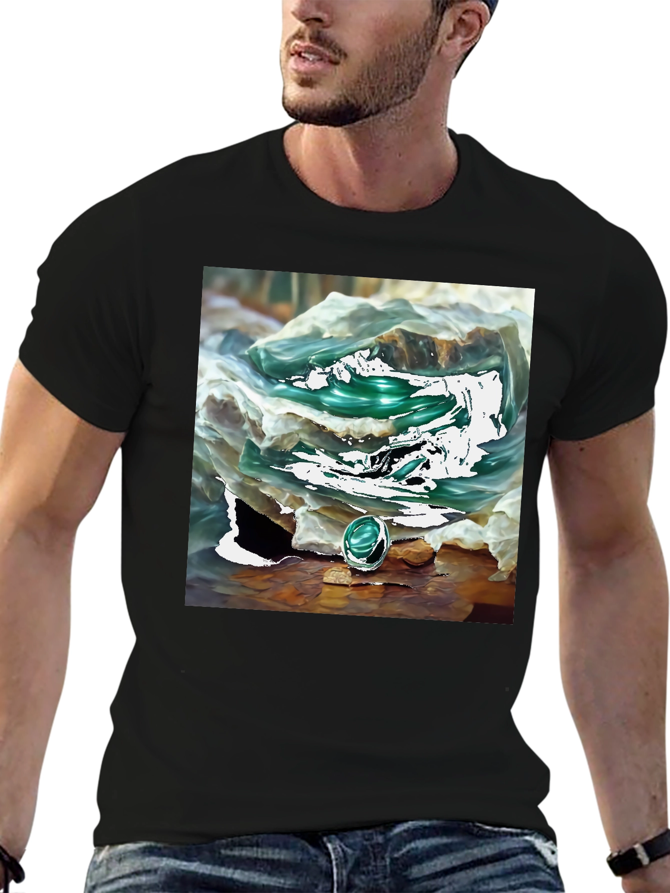 Black Emerald Gemstone T-Shirt view 6