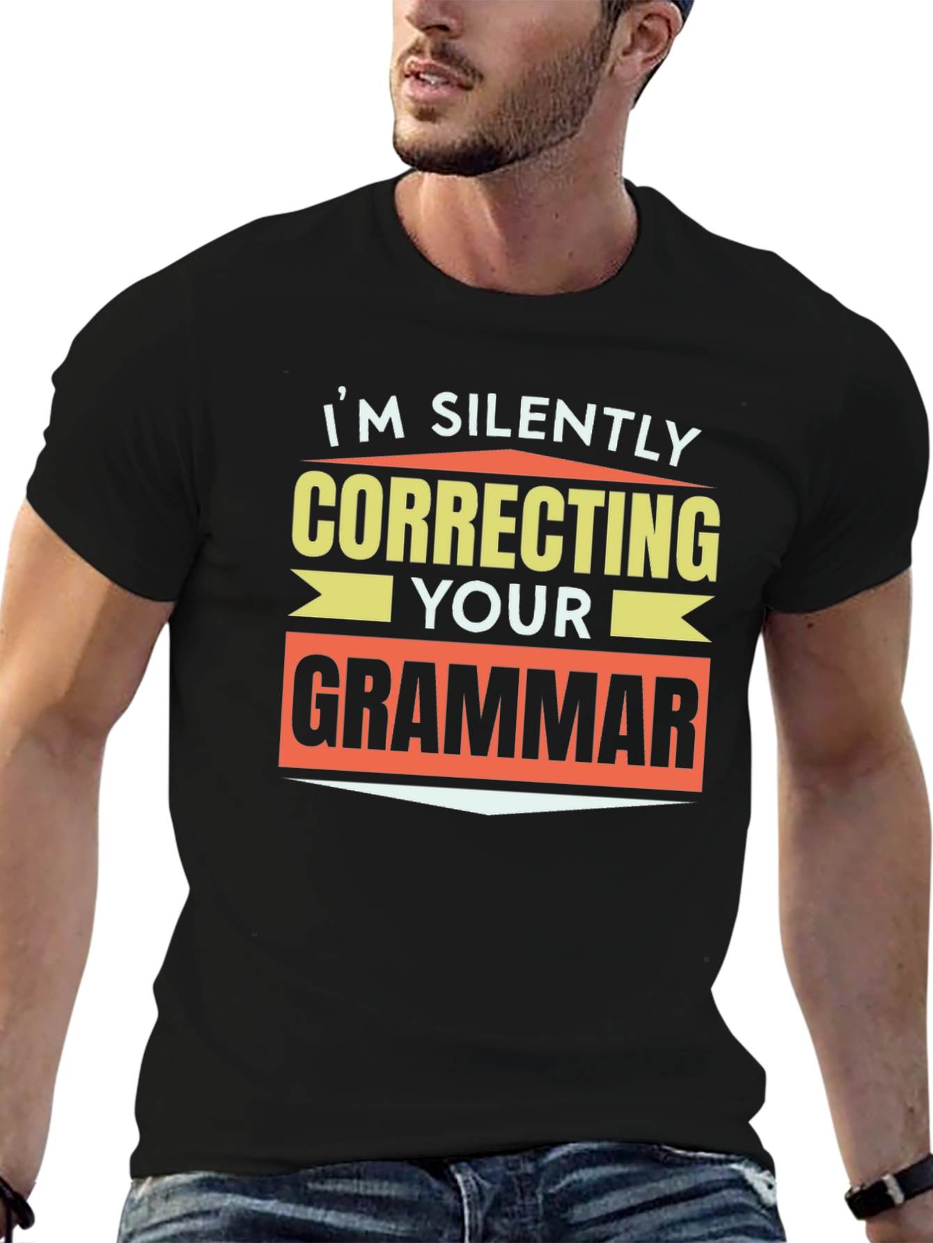 Black I'm Silently Correcting Your Grammar T-Shirt view 6