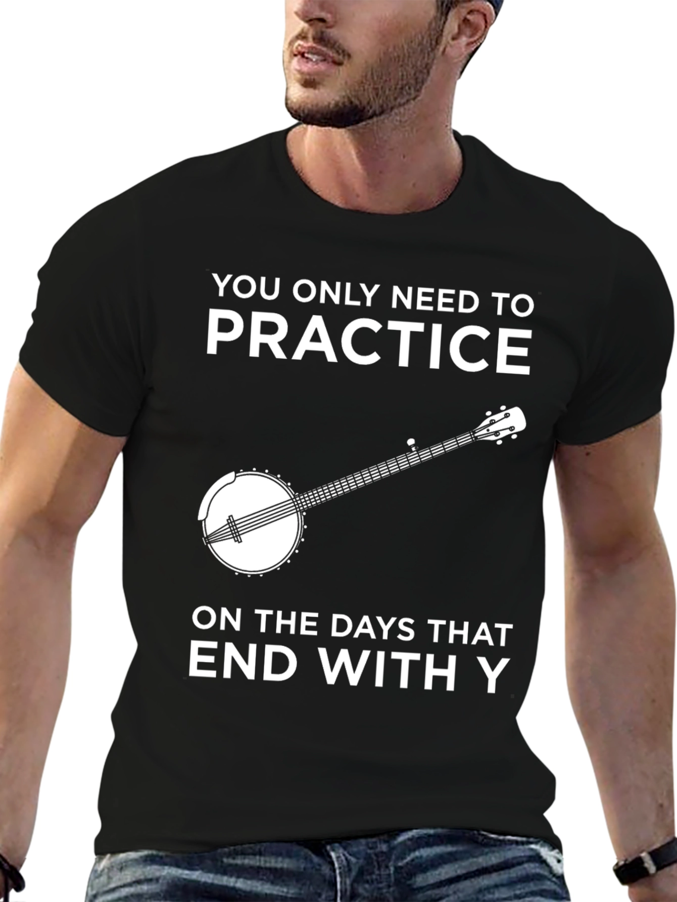 Black Funny Banjo Practice T-Shirt view 6
