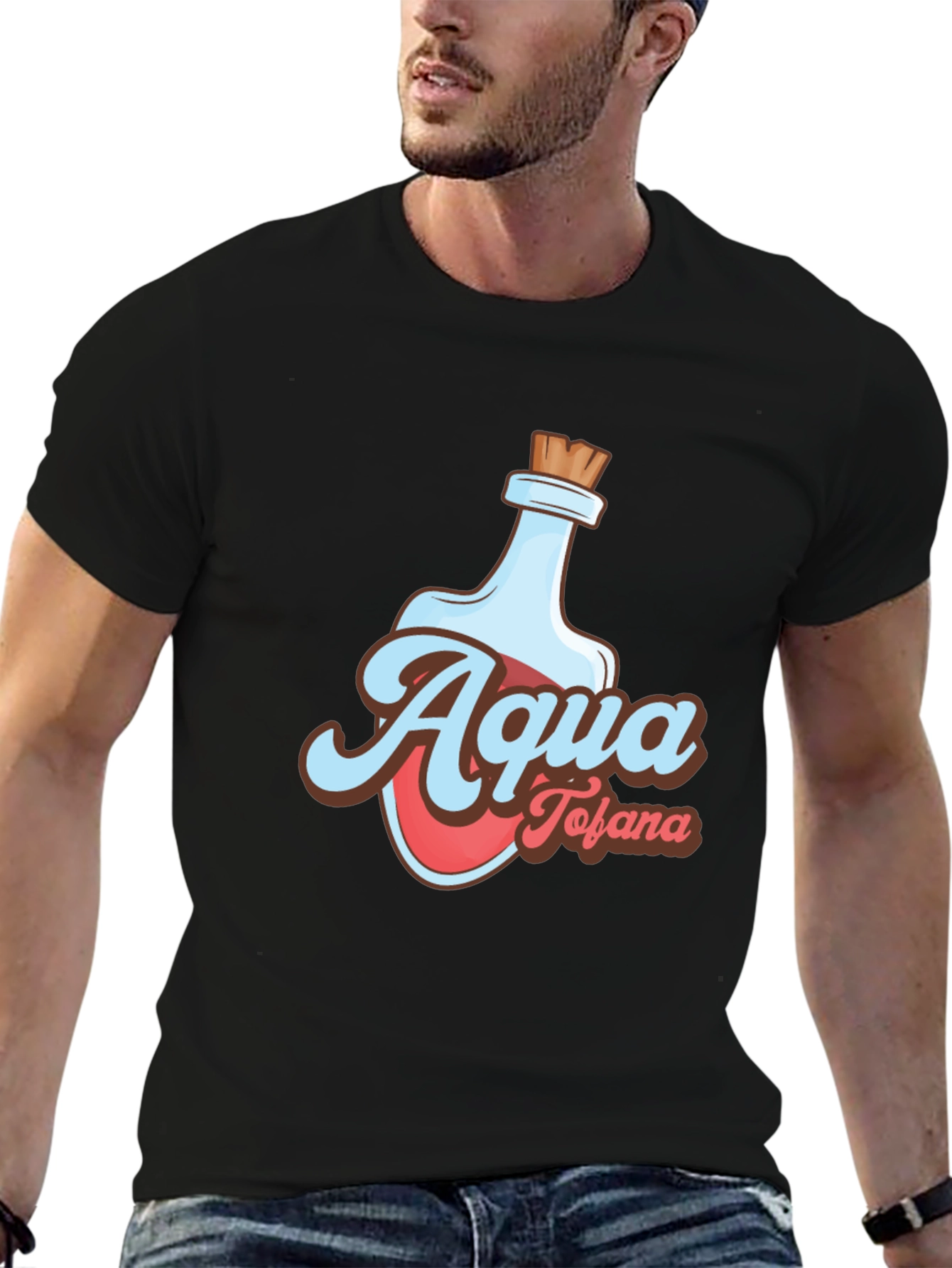 Black Aqua Tofana Graphic Tee - Stylish Poison Bottle Design view 6