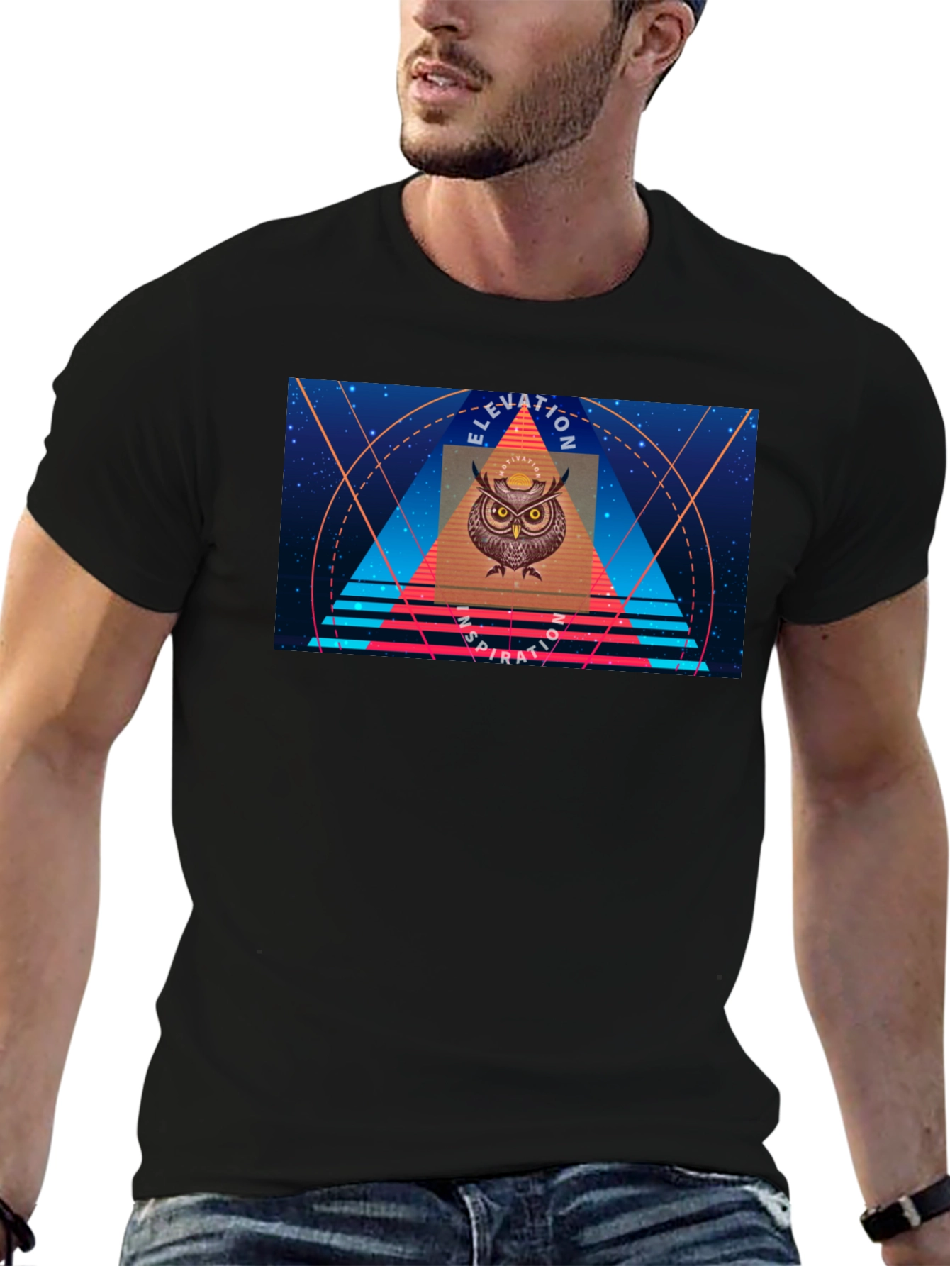 Black Elevation Inspiration Owl Graphic T-Shirt view 6