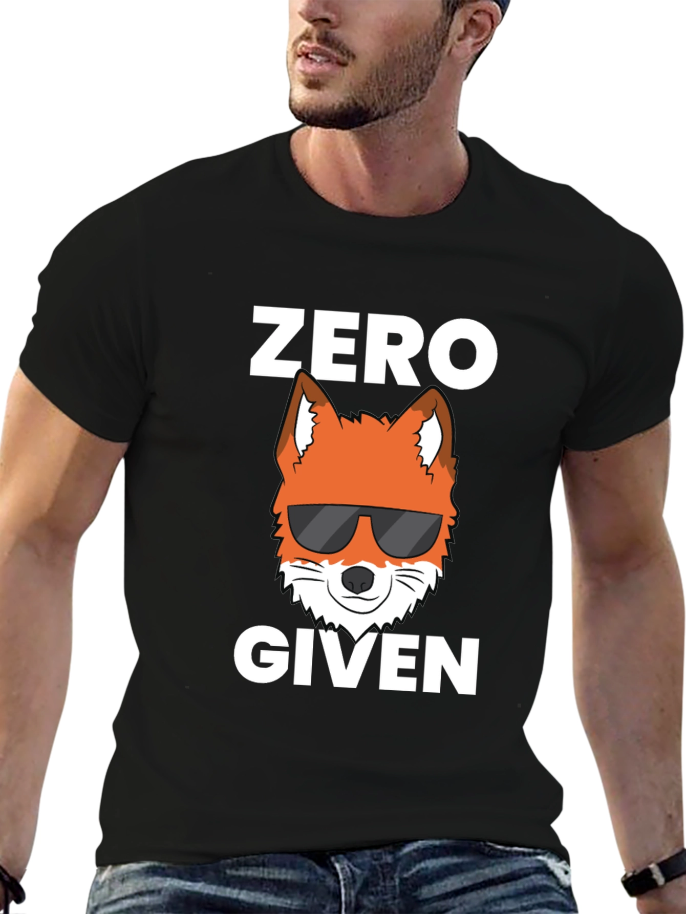 Black Zero Fox Given T-Shirt - Sarcastic Graphic Tee view 6