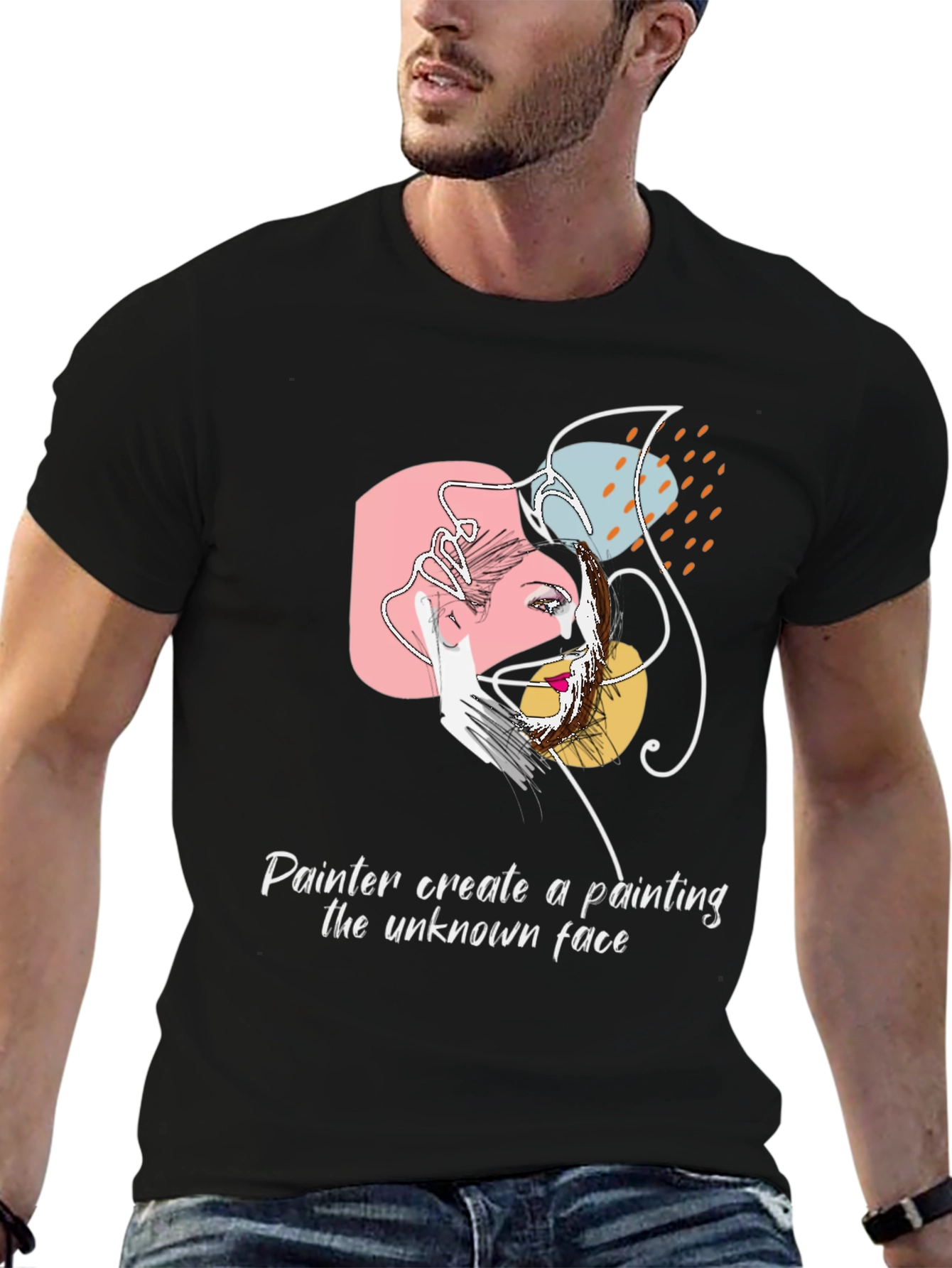 Black Abstract Artist Graphic T-Shirt view 6