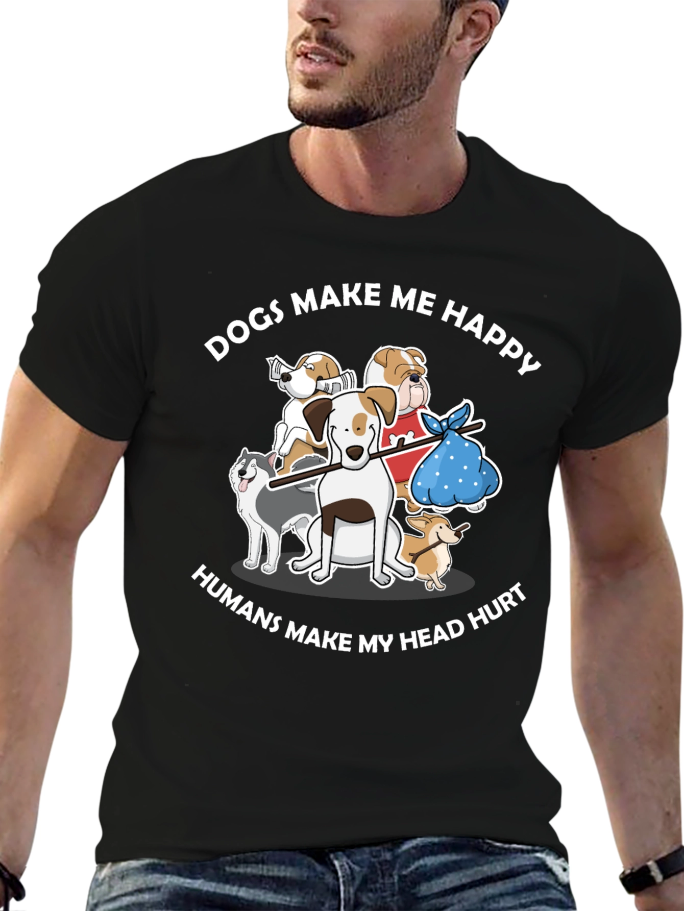 Black Dogs Make Me Happy T-Shirt view 6