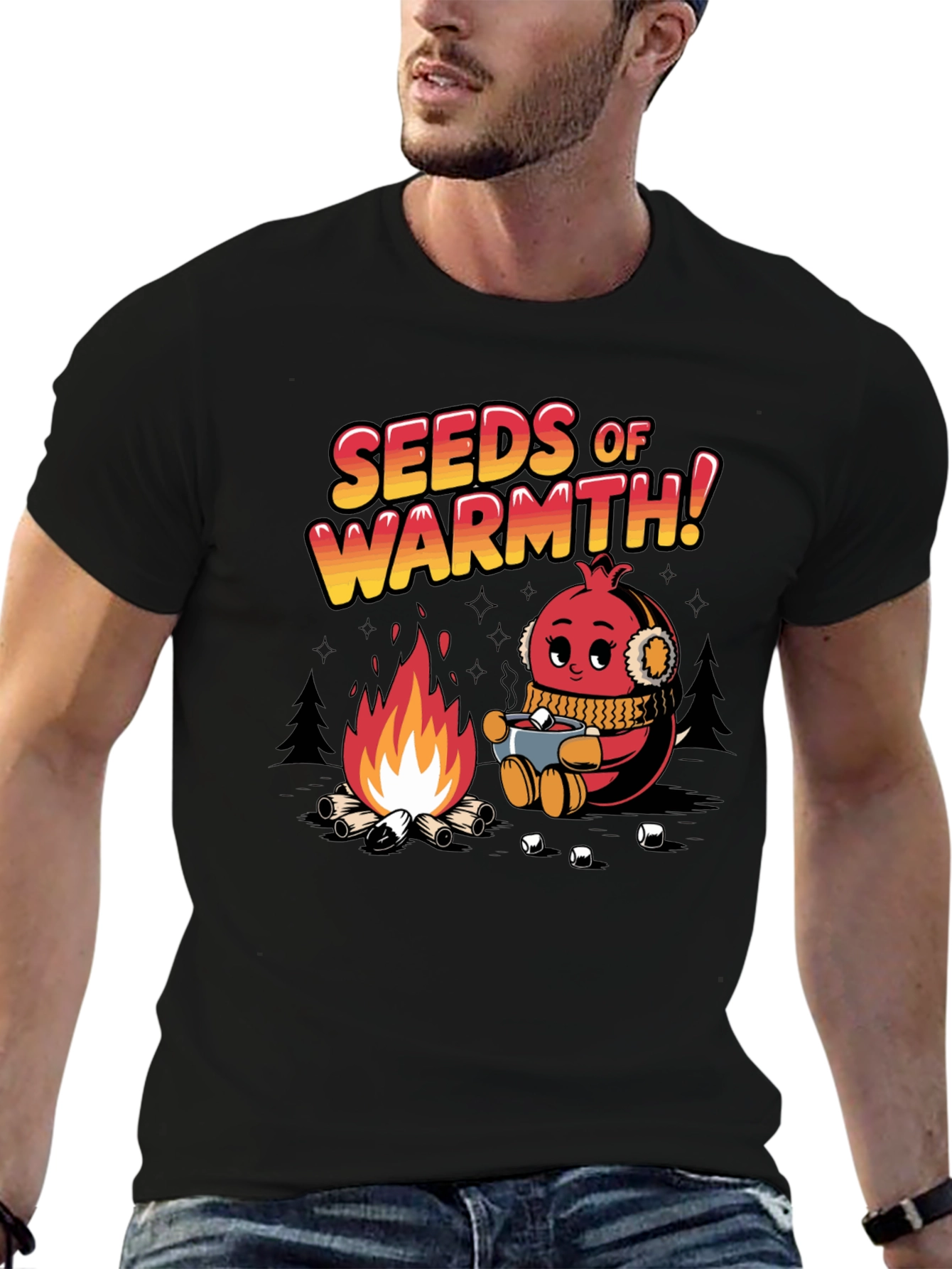 Black Seeds of Warmth Graphic T-Shirt view 6