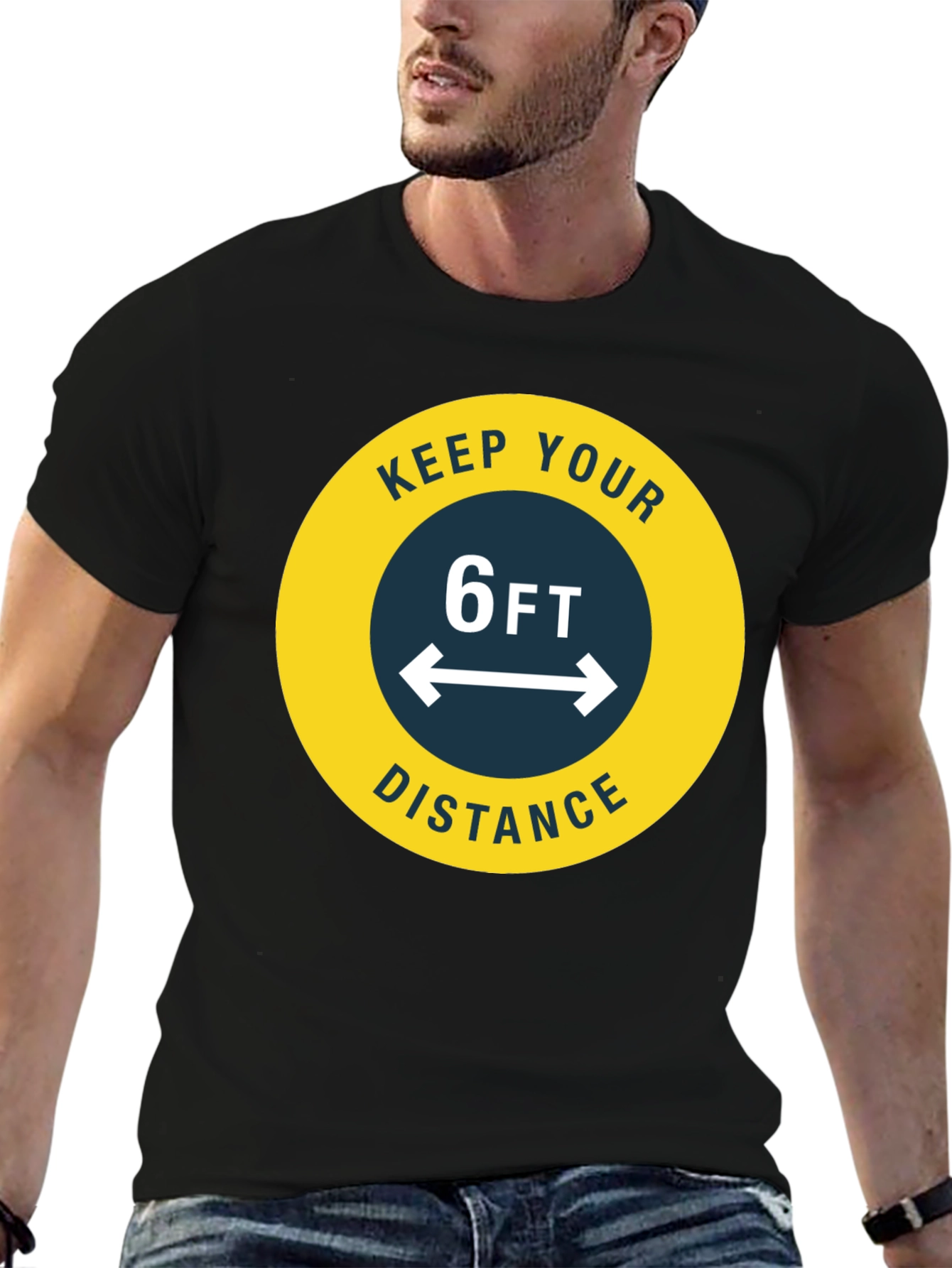 Black Keep Your Distance T-Shirt - Social Distancing Tee view 6