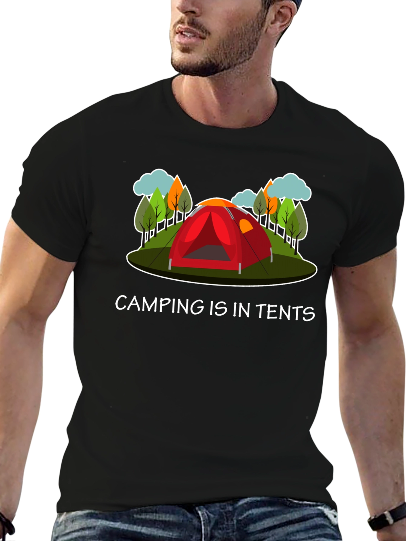 Black Camping Is In Tents Graphic T-Shirt view 6