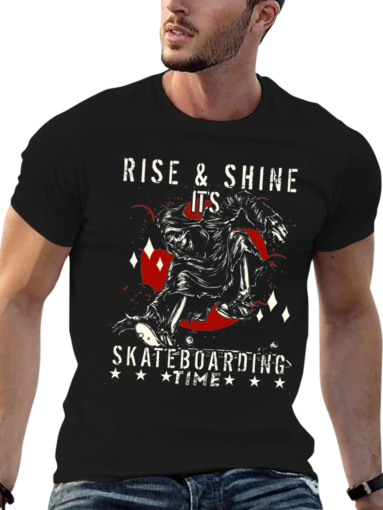 Black Rise & Shine Skateboarding Time Graphic Tee view 6