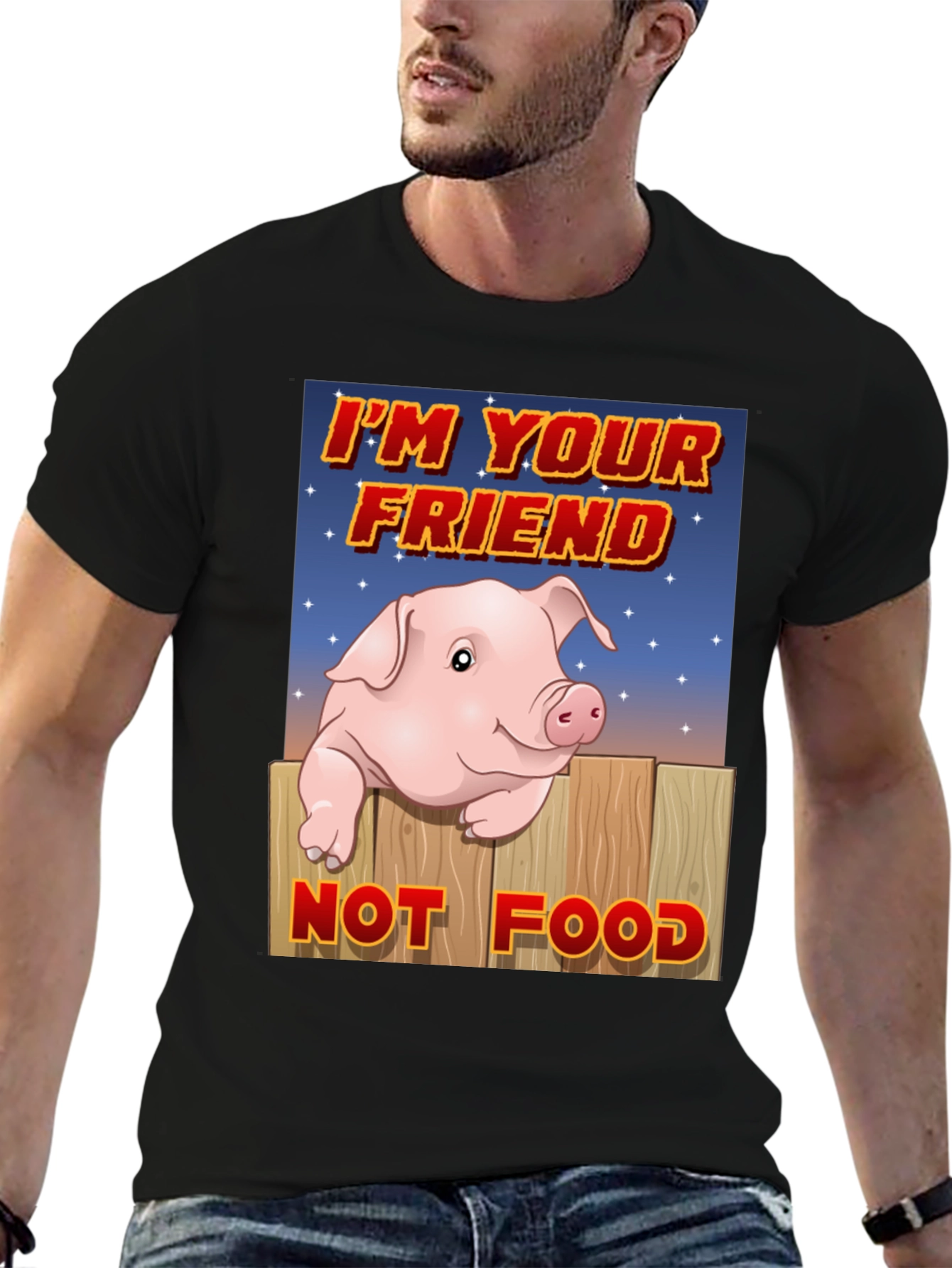 Black Pig Friend T-Shirt: Animal Rights Vegan Tee view 6