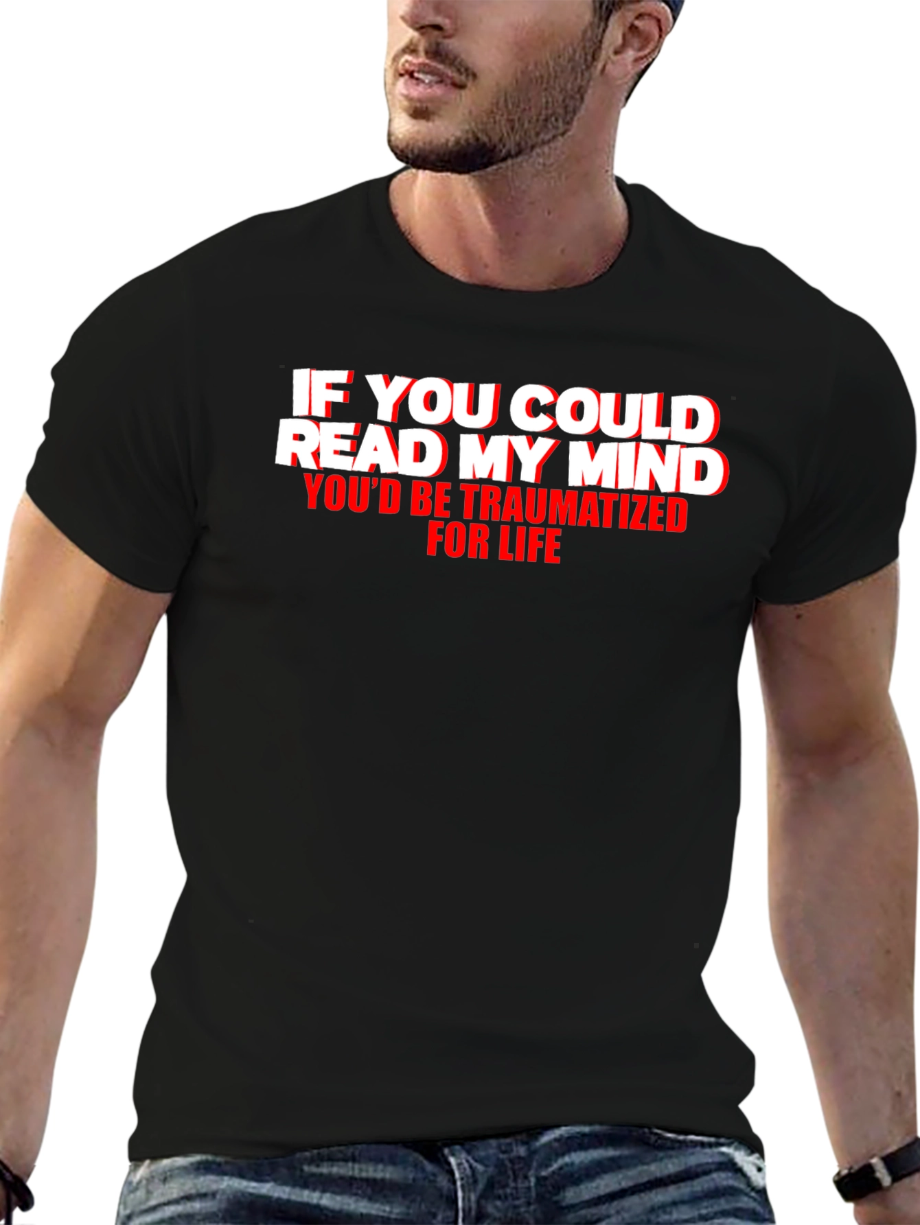 Black Traumatized Mind Graphic Tee - Funny Novelty T-Shirt view 6