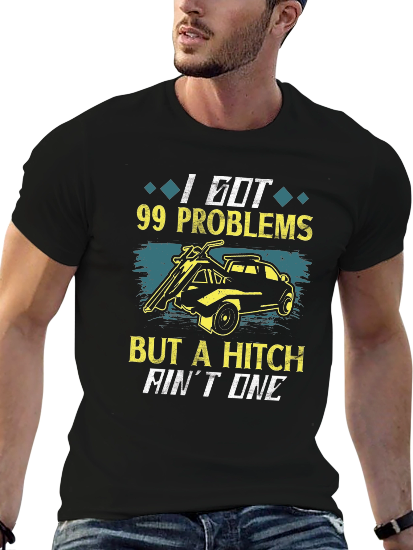 Black 99 Problems But A Hitch Ain't One T-Shirt view 6