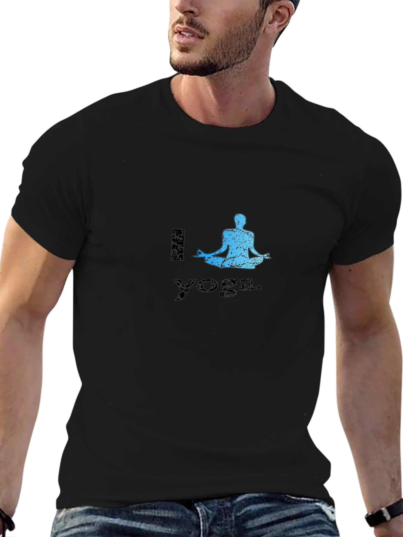 Black I Love Yoga Black T-Shirt view 6