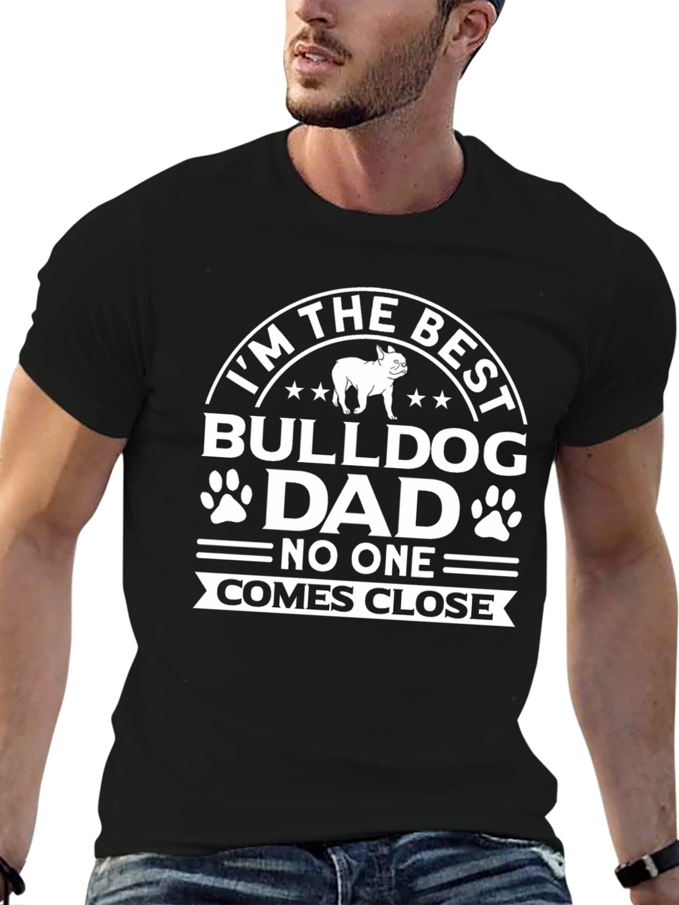 Black Best Bulldog Dad T-Shirt view 6