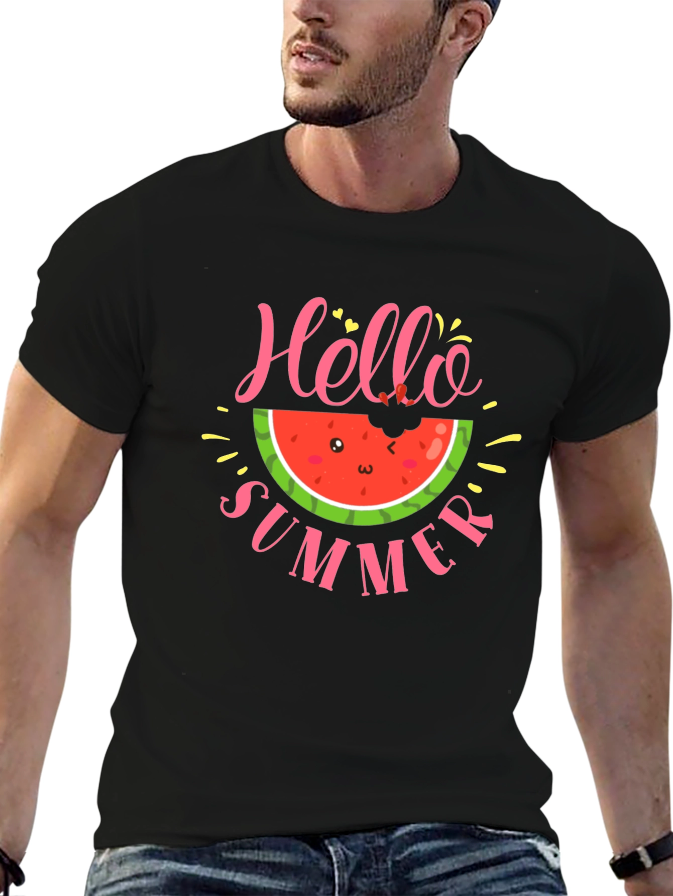 Black Hello Summer Watermelon T-Shirt view 6