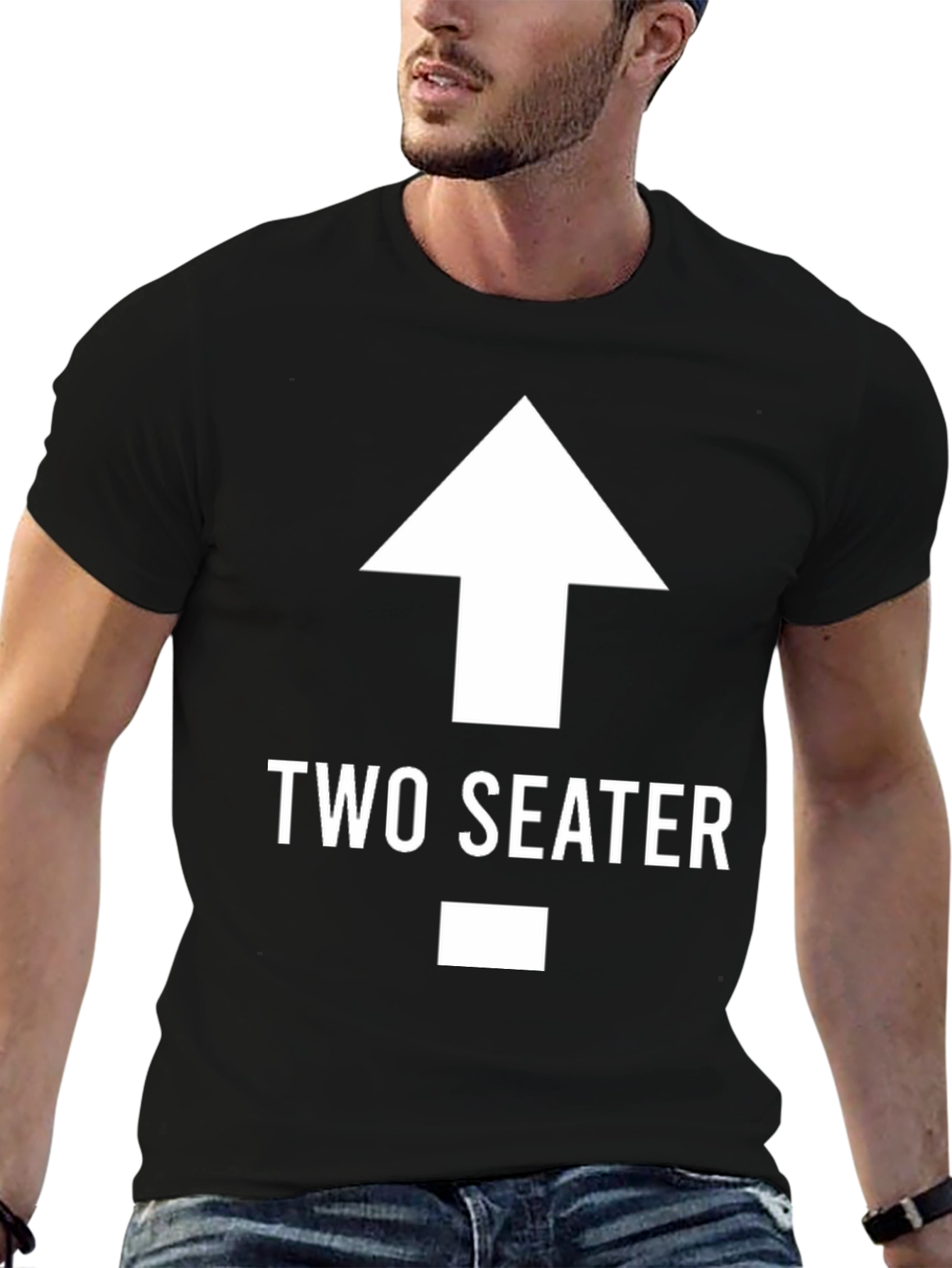 Black Two Seater T-Shirt Funny Graphic Tee view 6