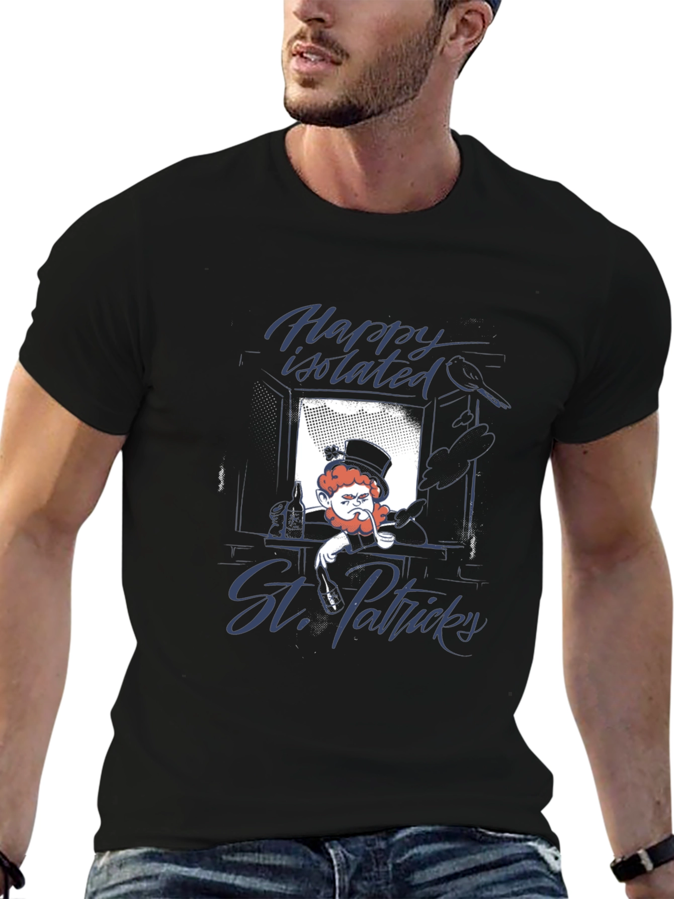 Black Happy Isolated St. Patrick's Day Graphic Tee view 6