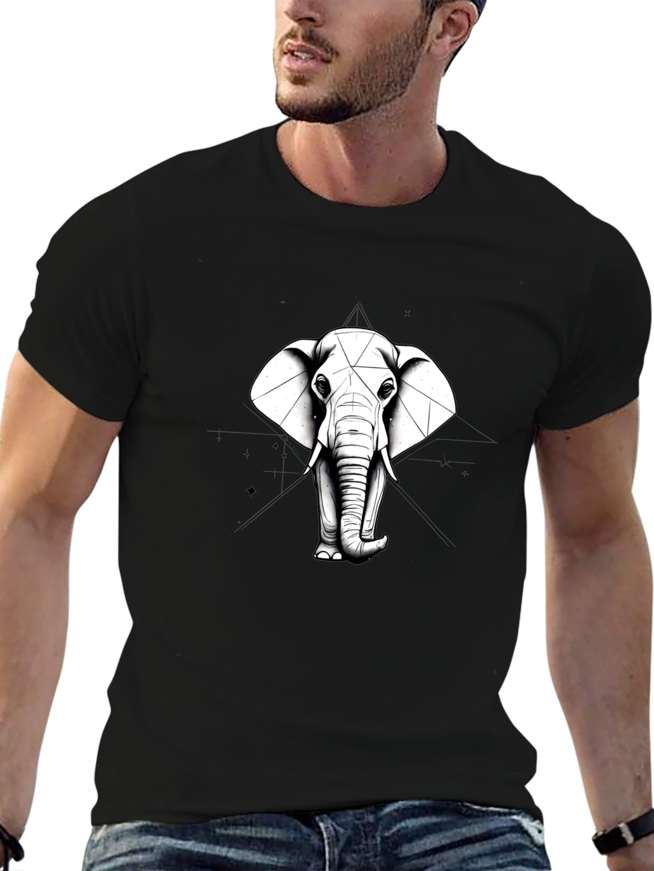 Black Elephant Geometric T-Shirt - Unisex Graphic Tee view 6