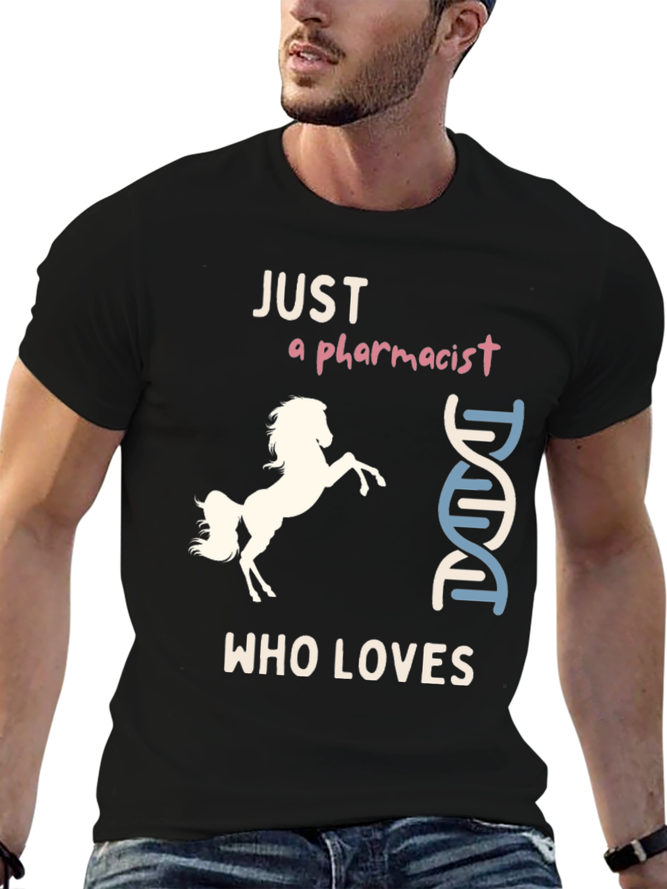 Black Pharmacist Horse Lover T-Shirt, Funny & Unique Design view 6