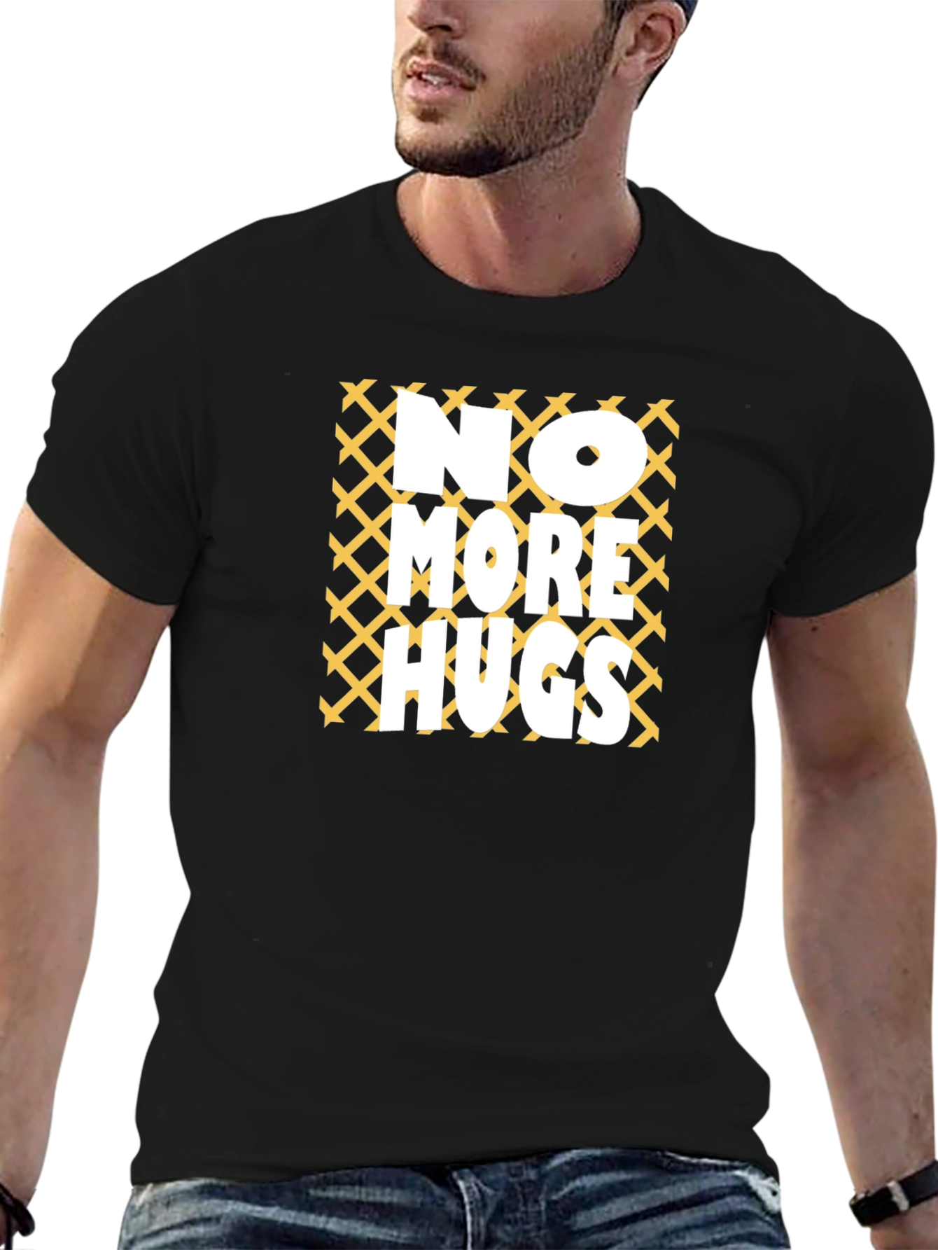 Black No More Hugs Graphic Tee - Black Cotton Casual Shirt view 6