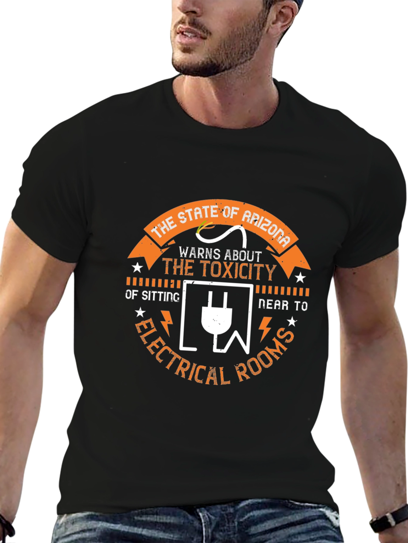 Black Arizona Electrical Rooms T-Shirt view 6
